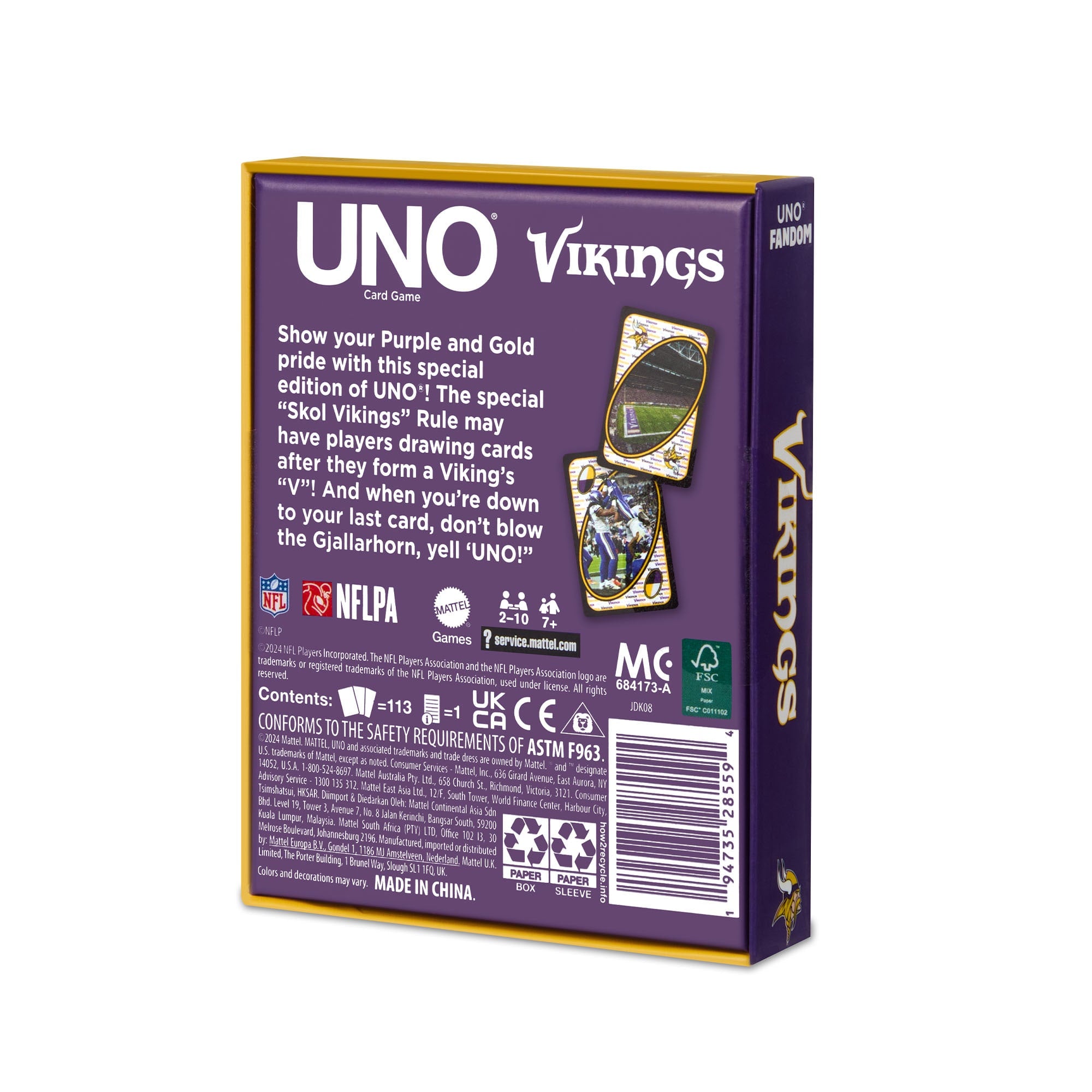 UNO Fandom NFL Minnesota Vikings Game Deck - Image 8