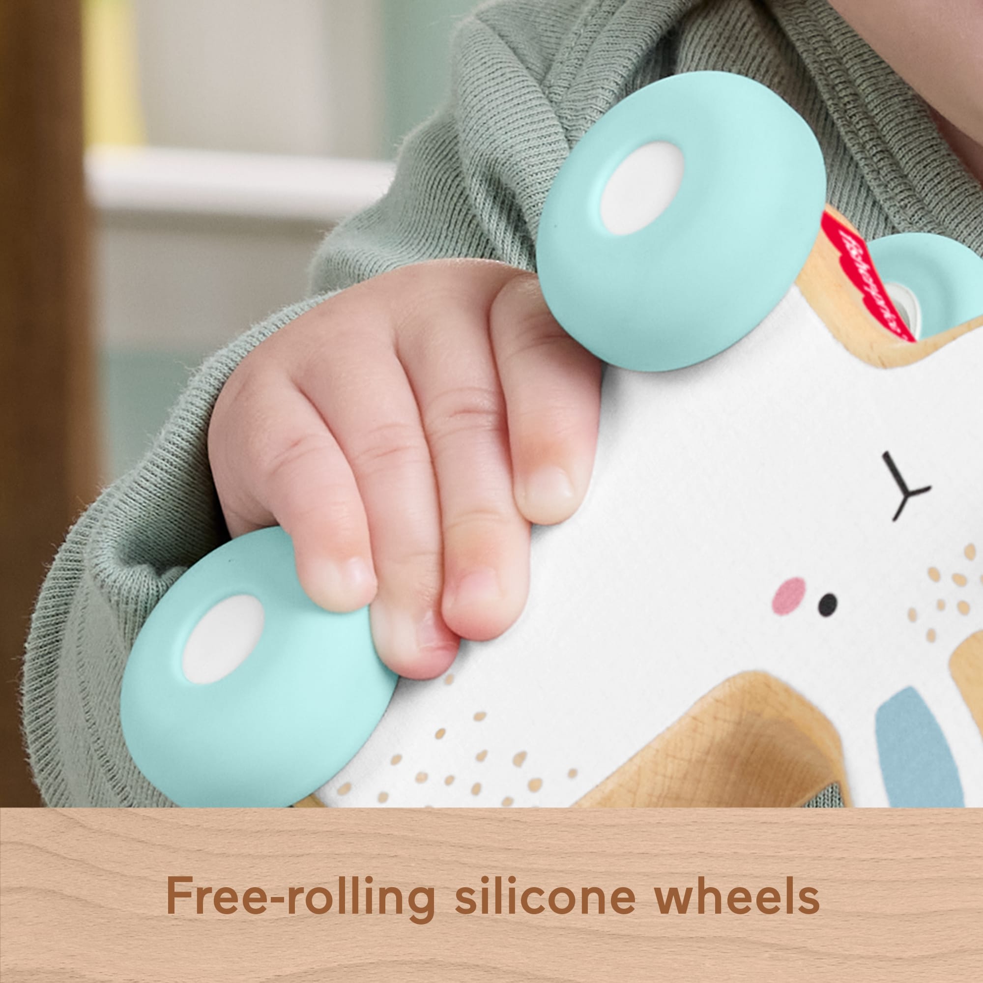 Fisher-Price Wooden Push-Along Bunny Toy Vehicle For Baby Crawling Play. 1 Wood Piece - Image 4
