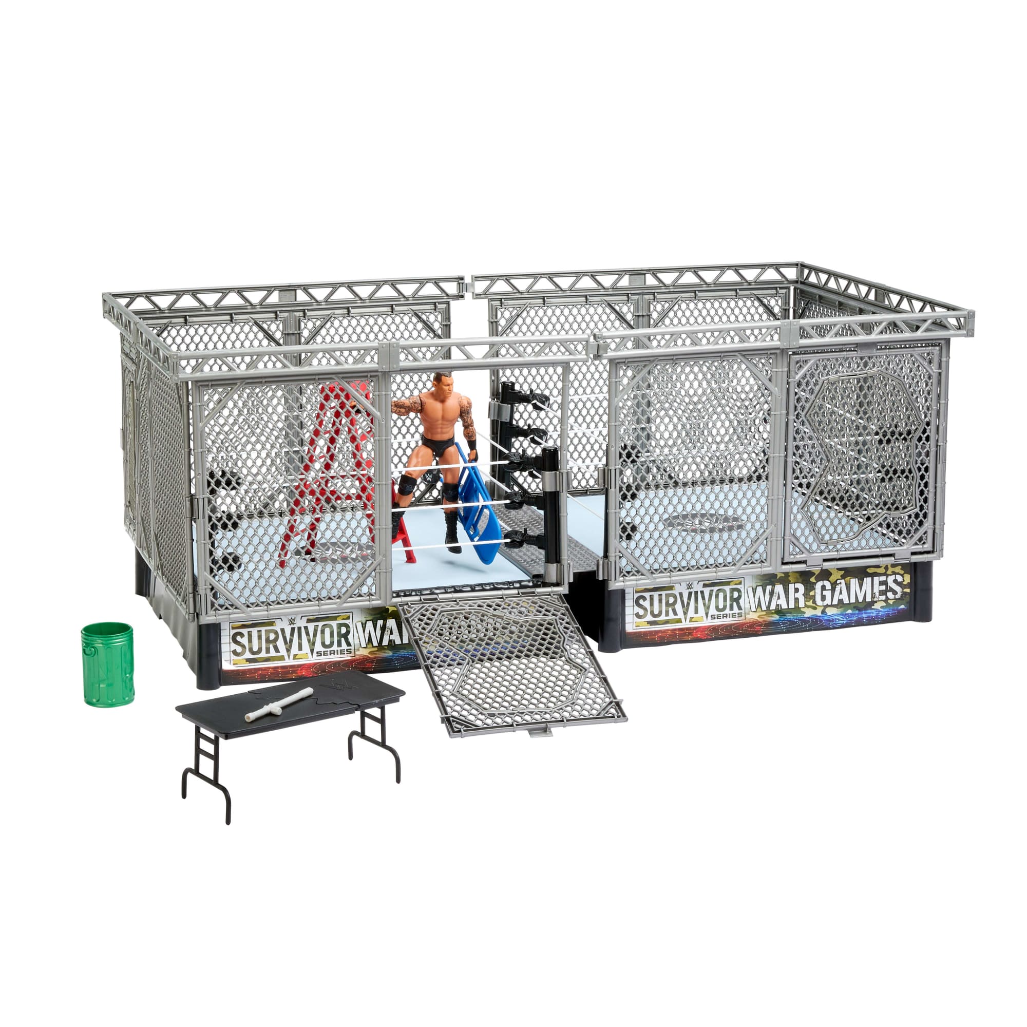 WWE Survivor War Games Playset With Randy Orton Action Figure. 2 Rings. Cage & 5 Accessories - Image 2