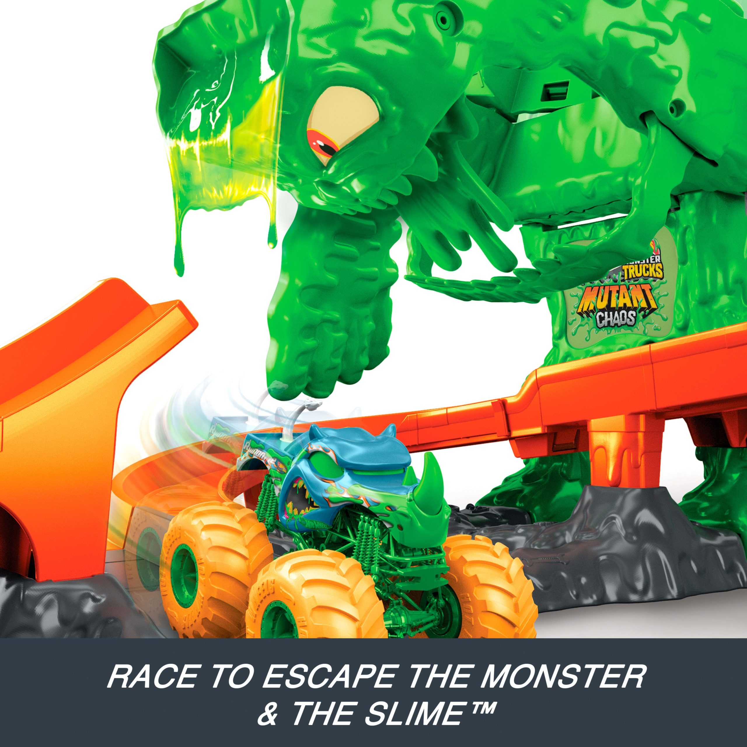 Hot Wheels Monster Trucks Mutant Monster Takedown Playset With Toy Truck & Slime - Image 5