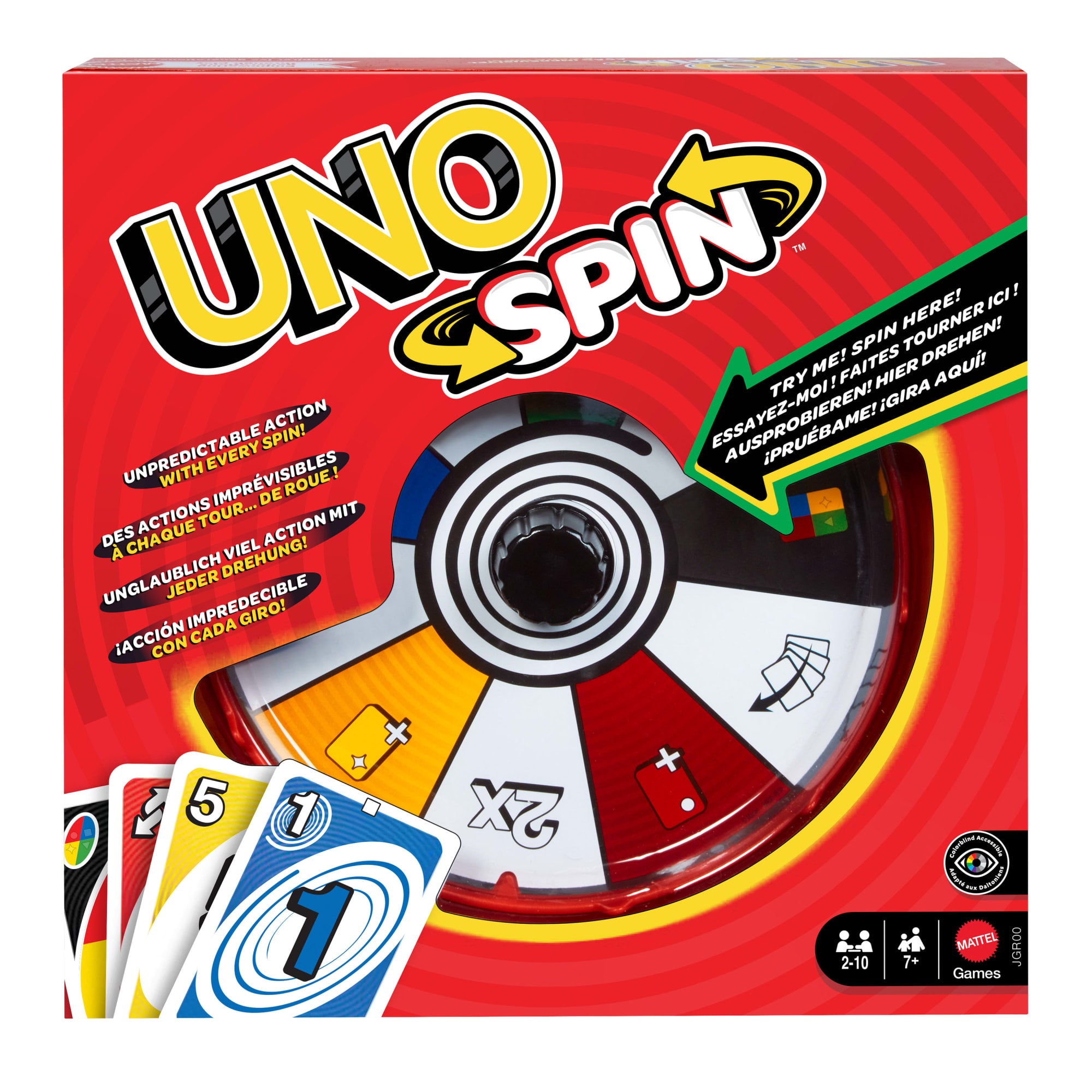 UNO Spin Card Game For Kid. Adult & Family Nights. Classic Play With Spinner