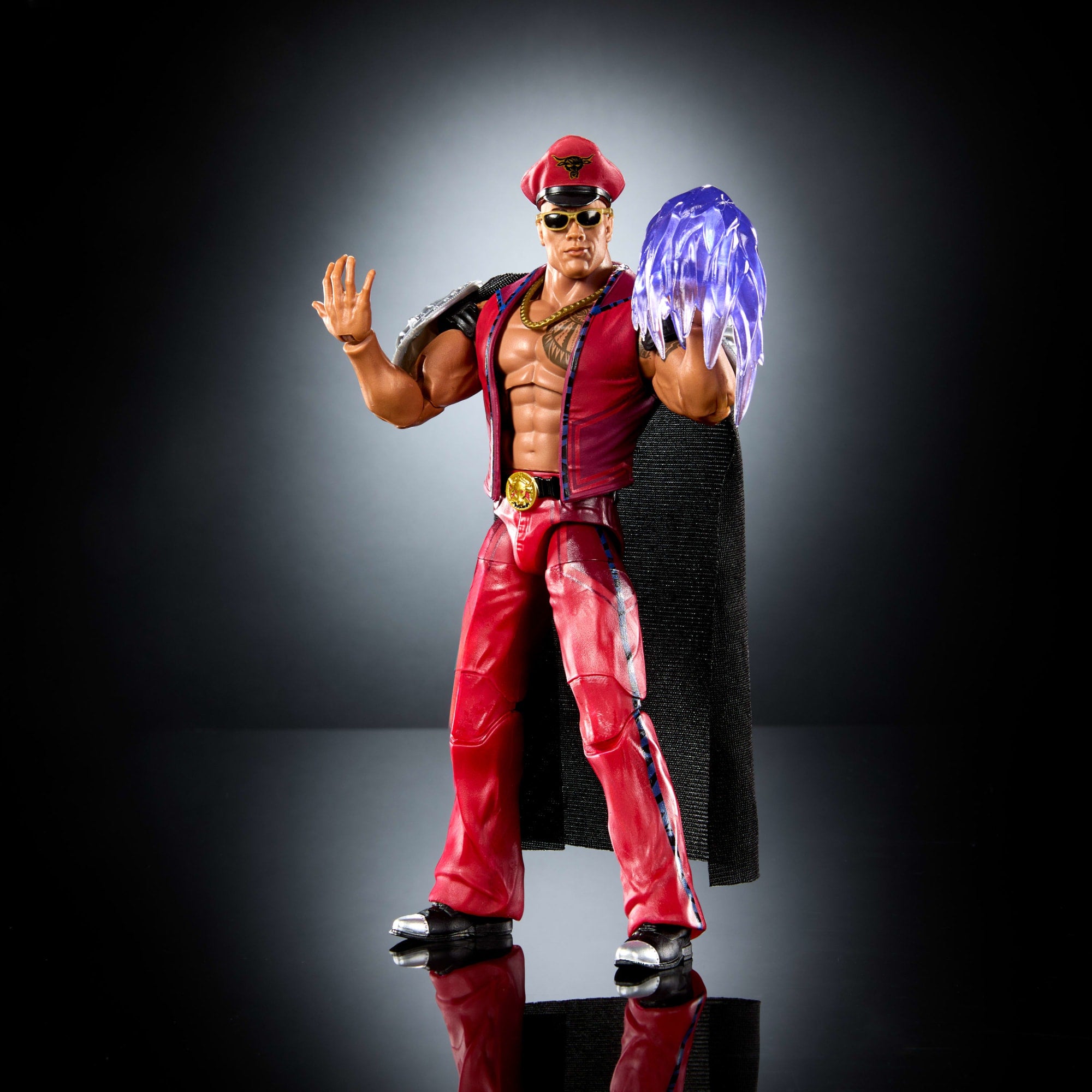 WWE X Street Fighter The Rock Final Boss Action Figure & Accessories. 6-Inch Collectible M. Bison Mashup Set - Image 5