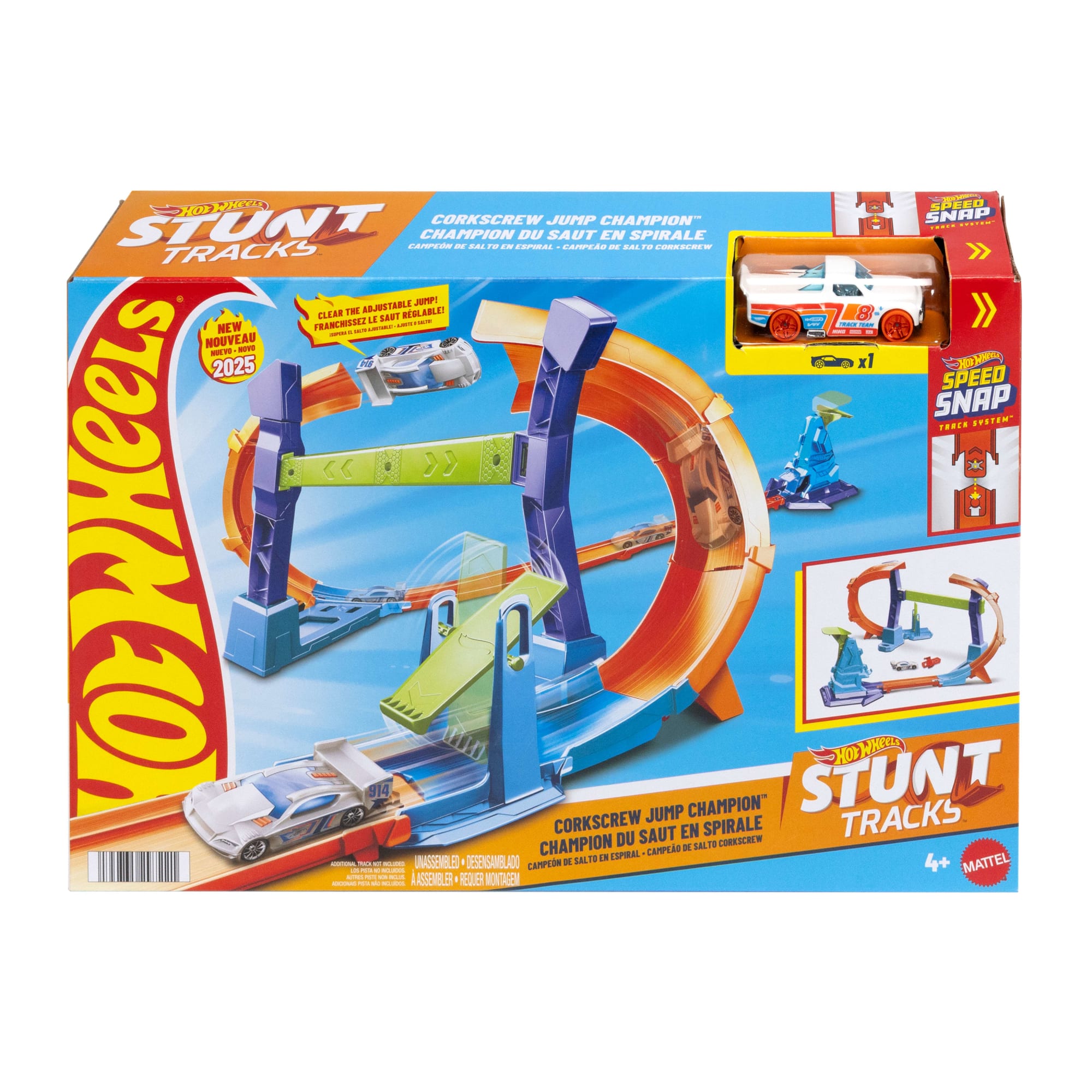 Hot Wheels Stunt Tracks Corkscrew Jump Champion Track Set & 1:64 Scale Toy Car. Speed Snap Track - Image 6