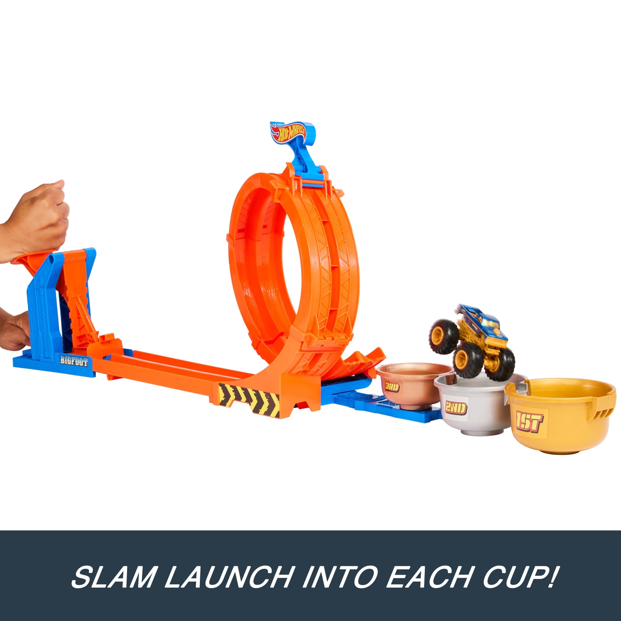Hot Wheels Monster Trucks Loop-And-Flip Trophy Challenge Playset & Die-Cast Bigfoot Toy Truck - Image 2