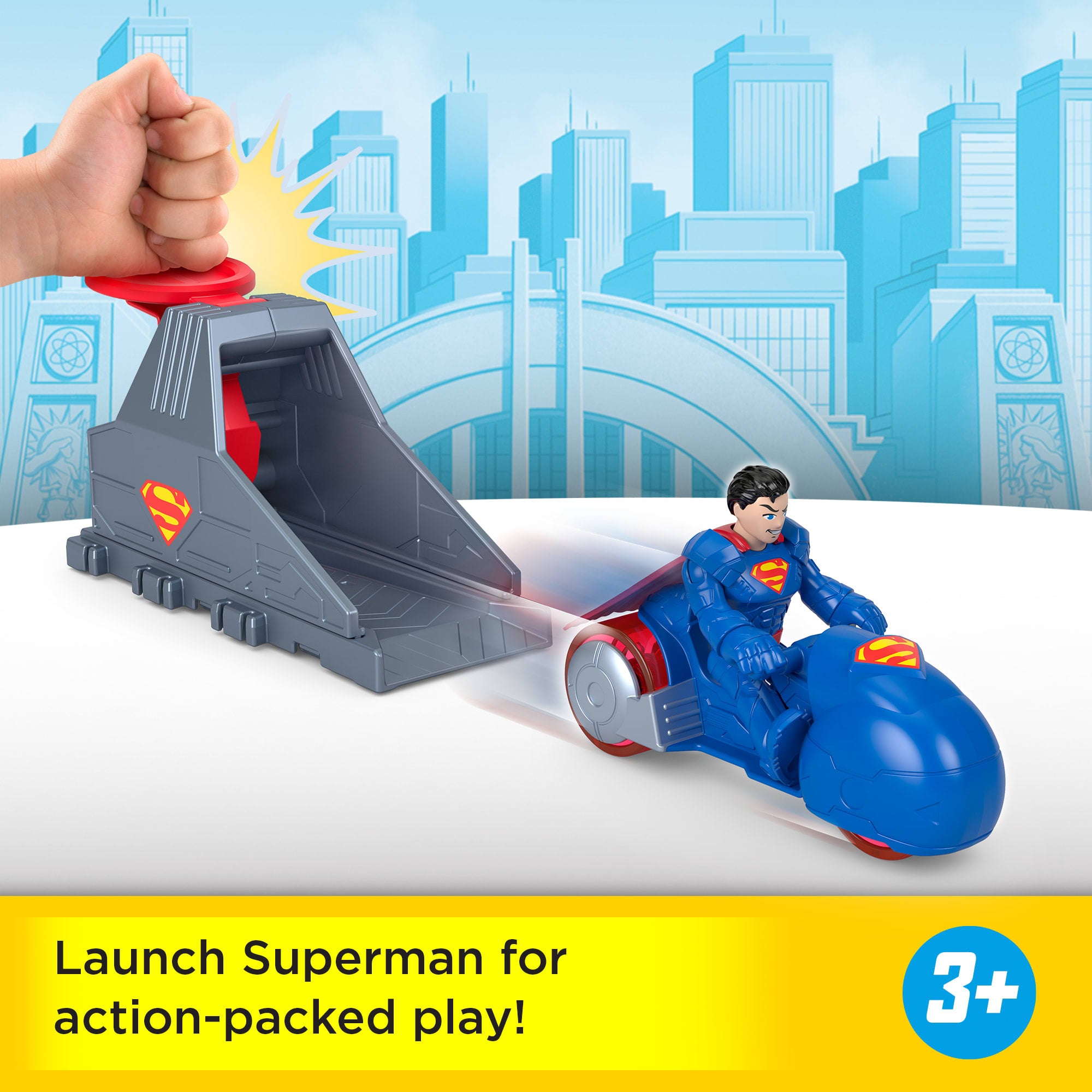Imaginext DC Super Friends Launcher Set With 3-Inch Superman Action Figure. Toy Vehicle & Housing Unit - Image 3