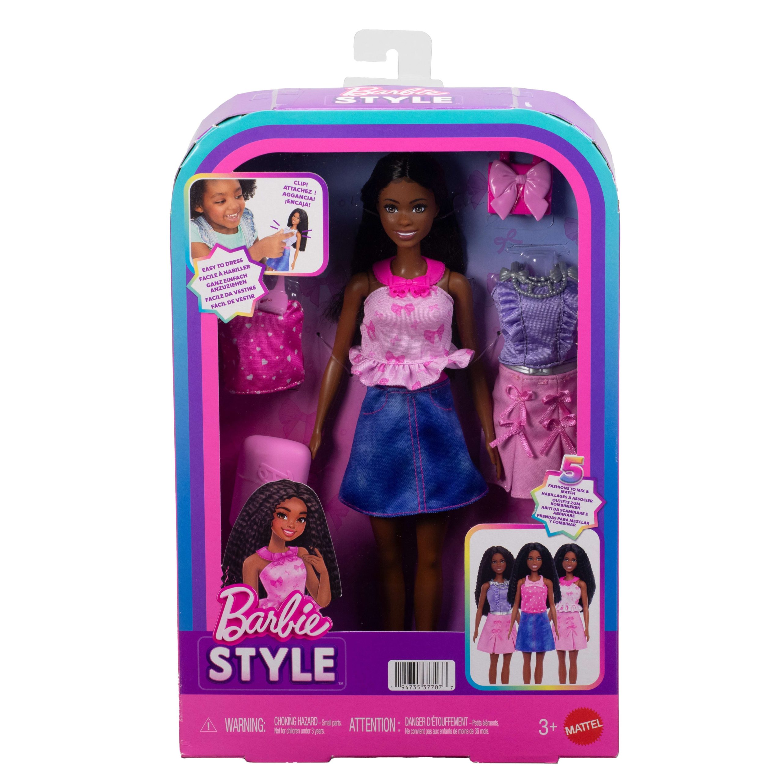 Barbie Easy To Dress Brooklyn Doll Featuring Easy To Dress. Snap On Fashions. Fashion Dolls With Brunette Brushable Hair - Image 6