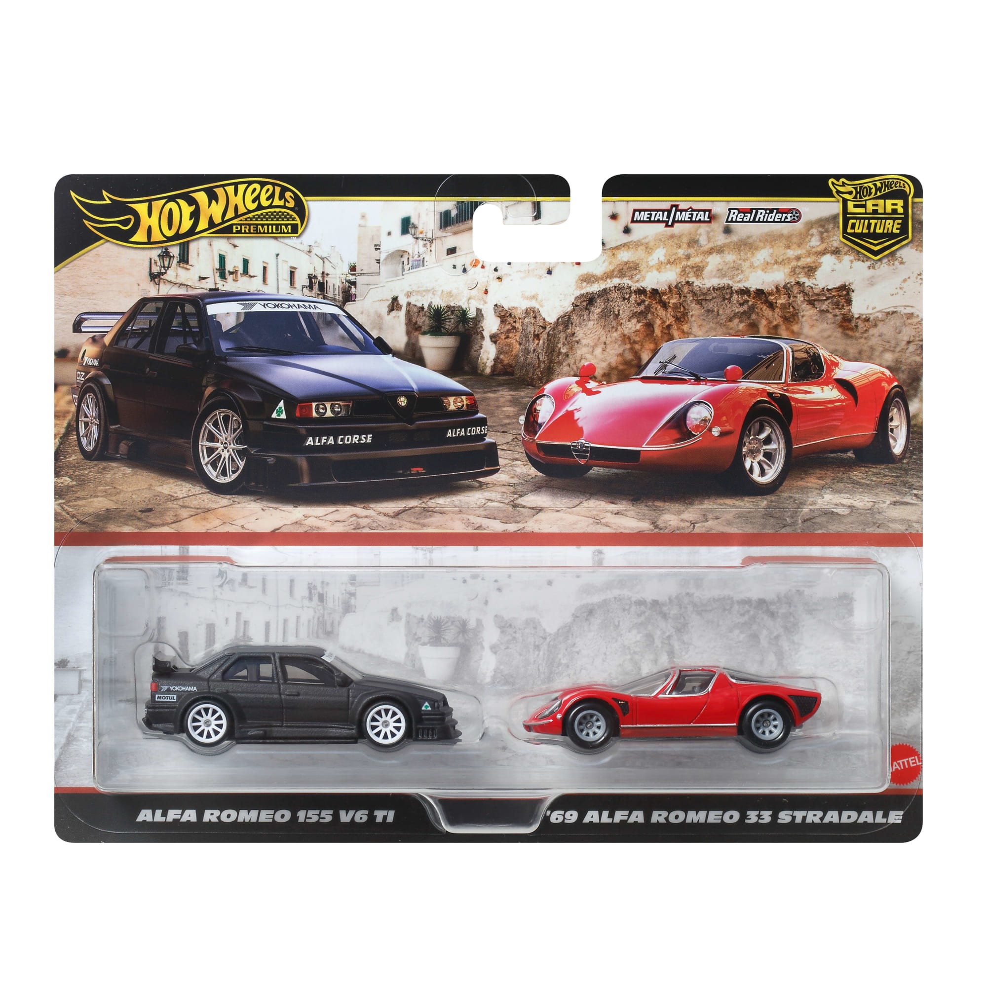Hot Wheels Premium Car Culture 2-Pack Alfa Romeo 155 V6 TI & '69 Alfa Romeo 33 Stradale