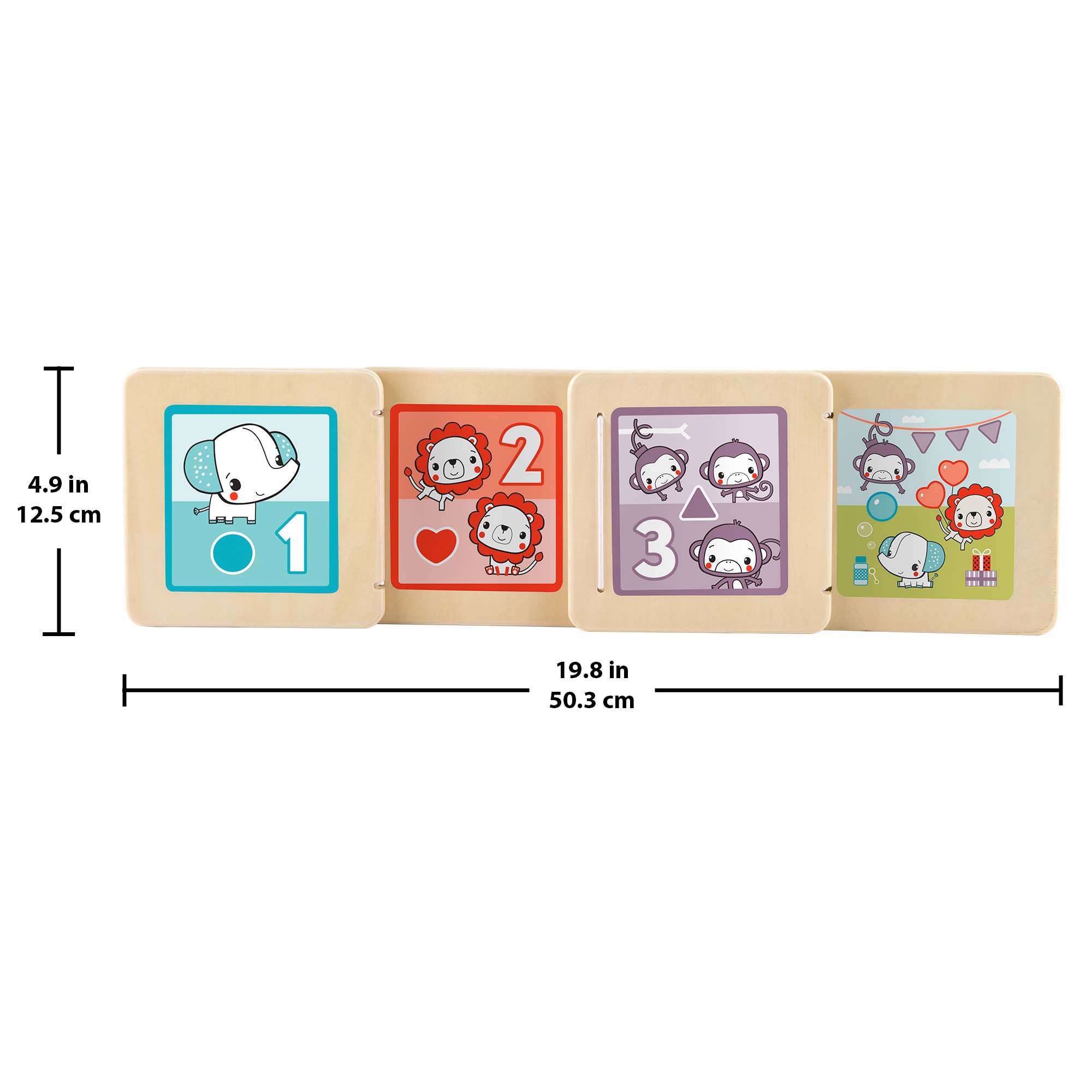 Fisher-Price Wooden Tummy Time Panel. Newborn Activity Toy With Mirror & High Contrast Designs - Image 5