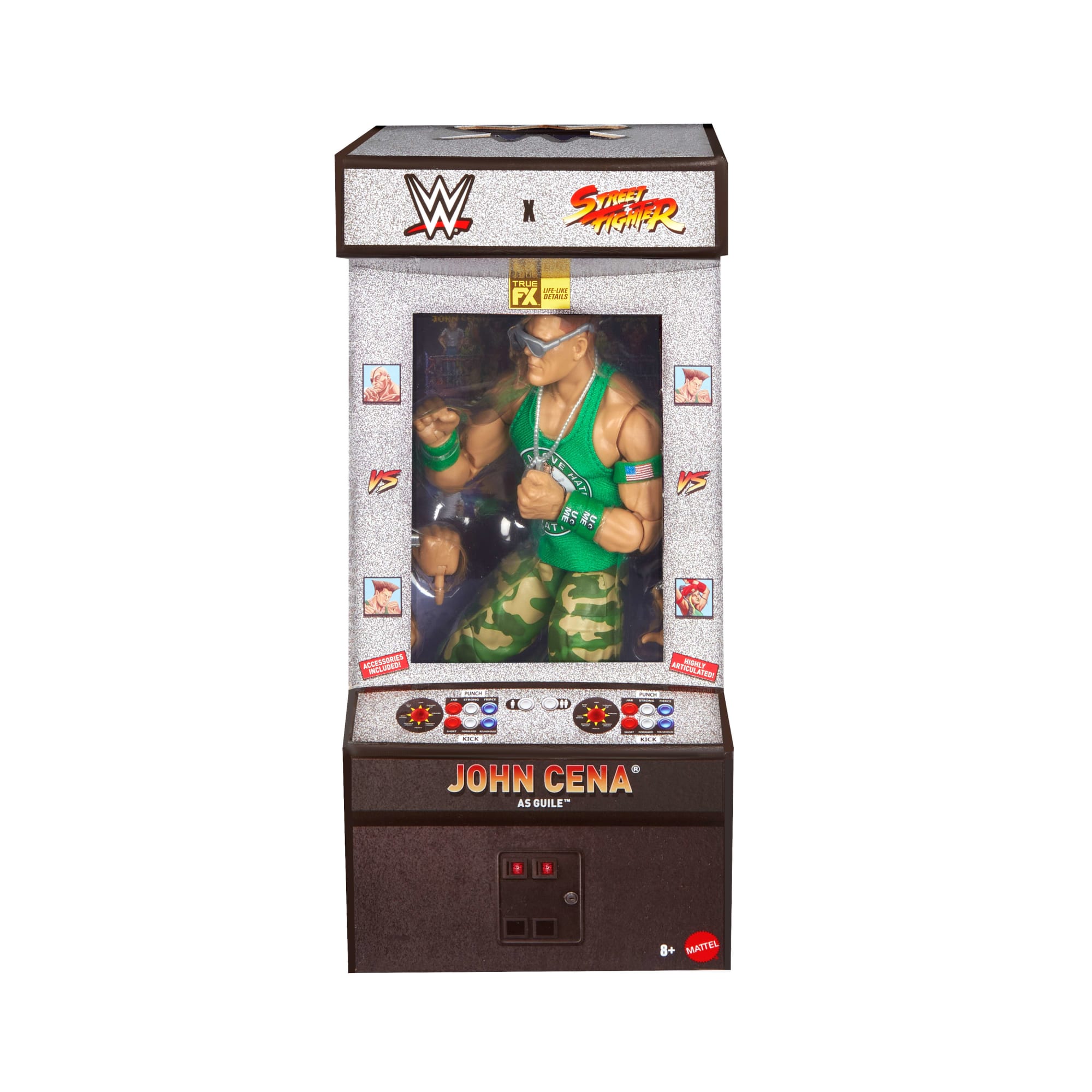 WWE X Street Fighter John Cena Action Figure & Accessories. 6-Inch Collectible Guile Mashup Set - Image 2
