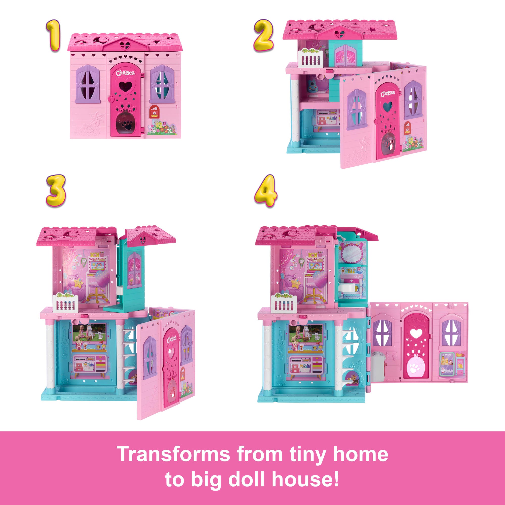 Barbie Chelsea Pop-Up Doll House With Doll & 15+ Accessories. House Expands To 17+ X 13+ inches - Image 4