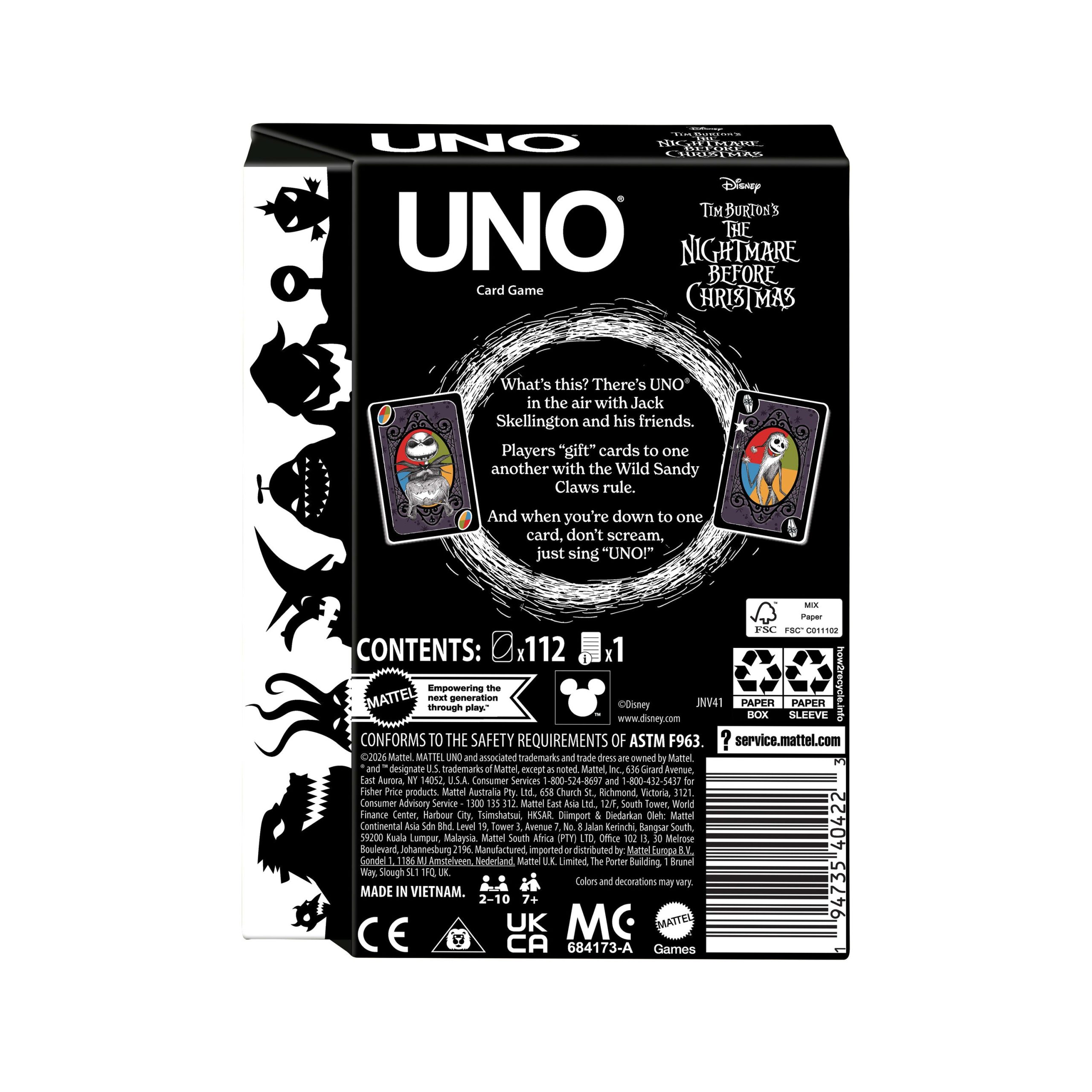 UNO Fandom Tim Burton's The Nightmare Before Christmas Card Game. Collectible Deck For Fans & Collectors - Image 4