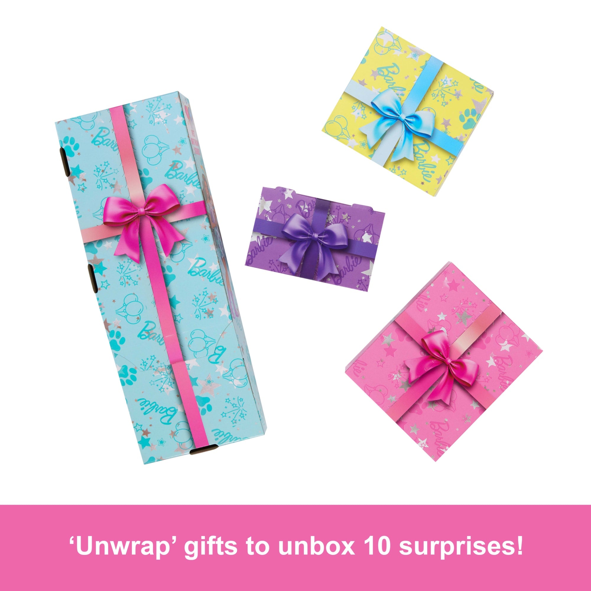 Barbie Party Unboxed Pet Birthday Series Doll & Accessories. Party Stars Set With 10 Surprises - Image 3