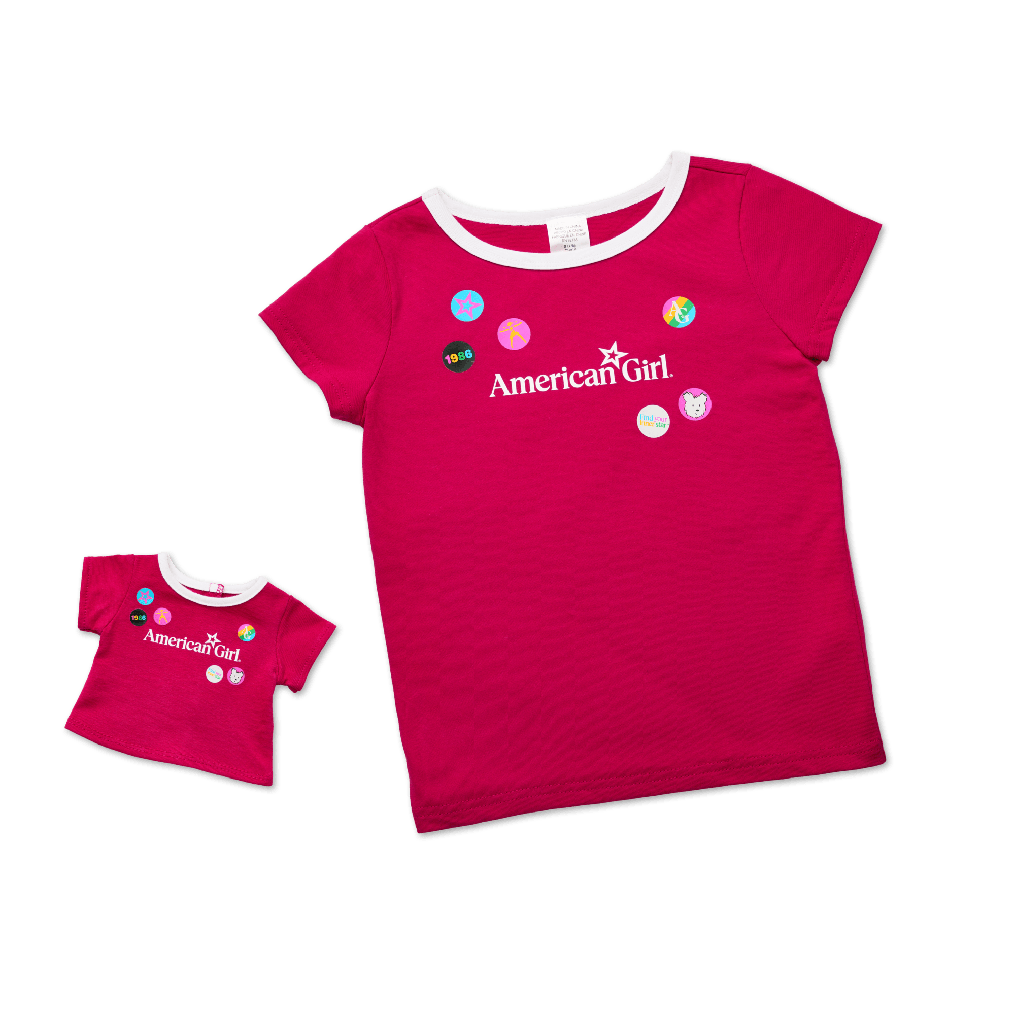 Matching AG™ Grin Pins Ringer Tee Set for Girls & 18-inch Dolls - Image 2