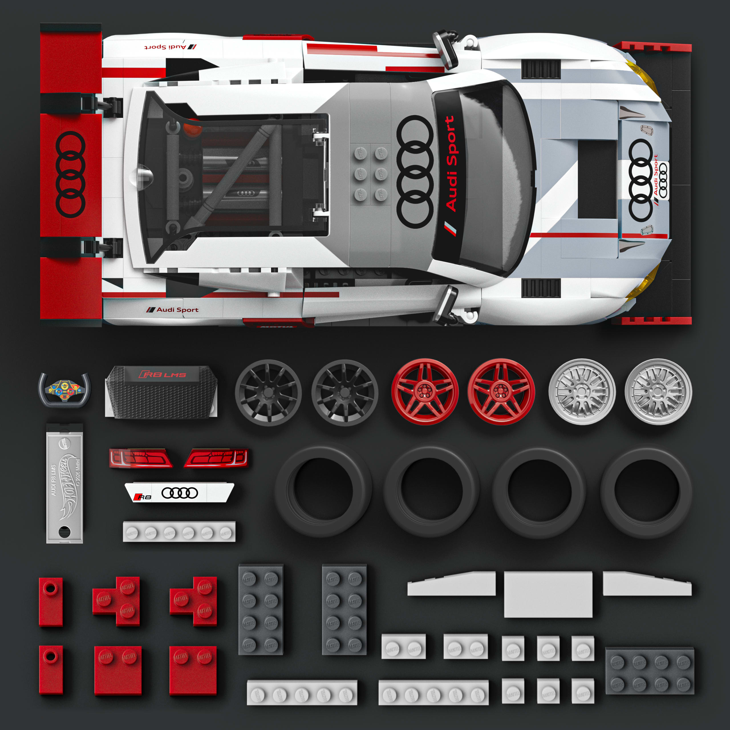 Mattel Brick Shop – Hot Wheels – Coffret de Construction – Audi R8 Lms 15 Version de Luxe (861 Pièces). Pour Les Collectionneurs - Image 3