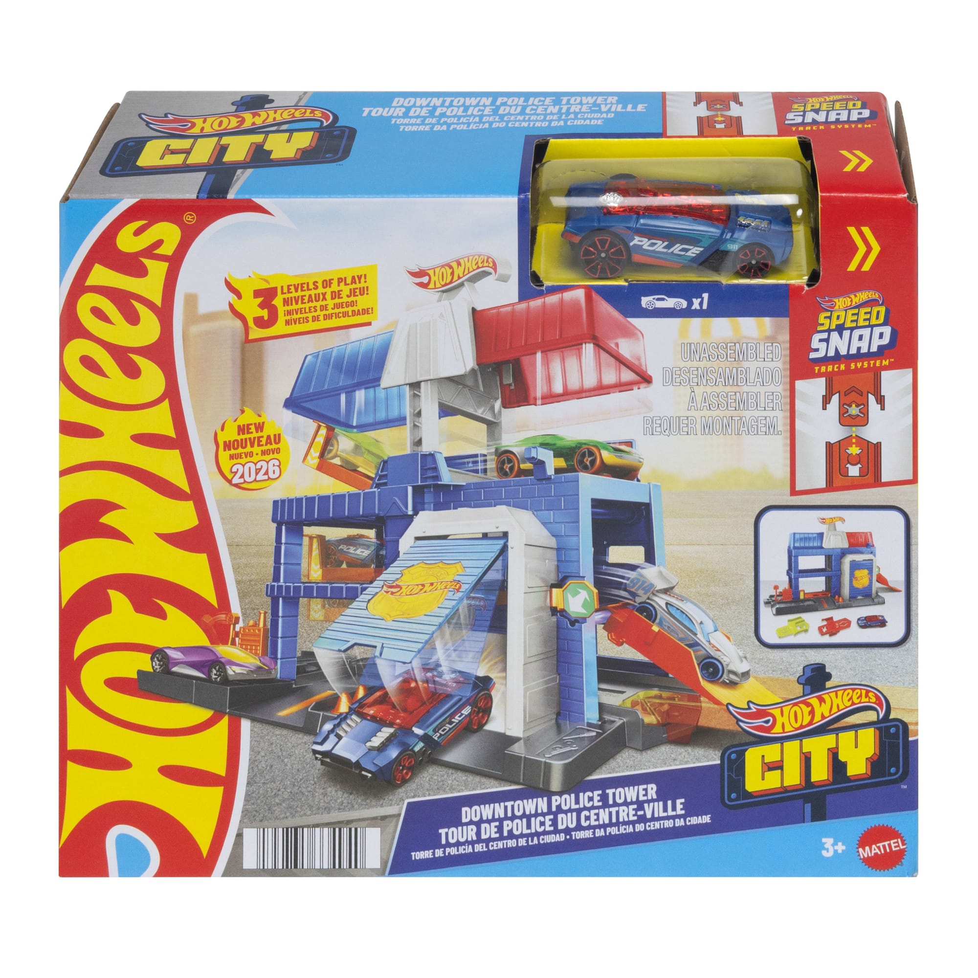 Hot Wheels City Downtown Police Tower Playset & 1:64 Scale Die-Cast Police Toy Car - Image 5