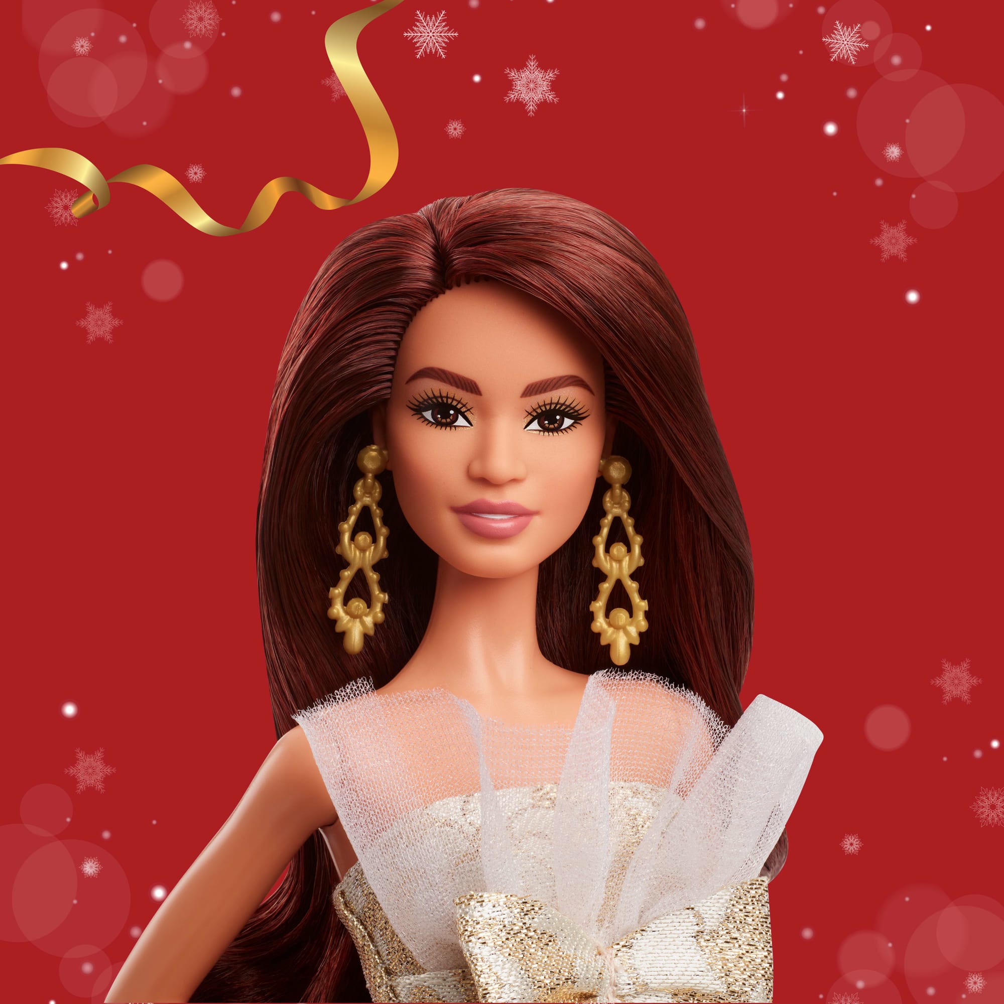 Barbie Signature 2025 Holiday Barbie Fashion Doll. Seasonal Collector. Dark Brown Hair With Silver & Gold Gown - Image 2