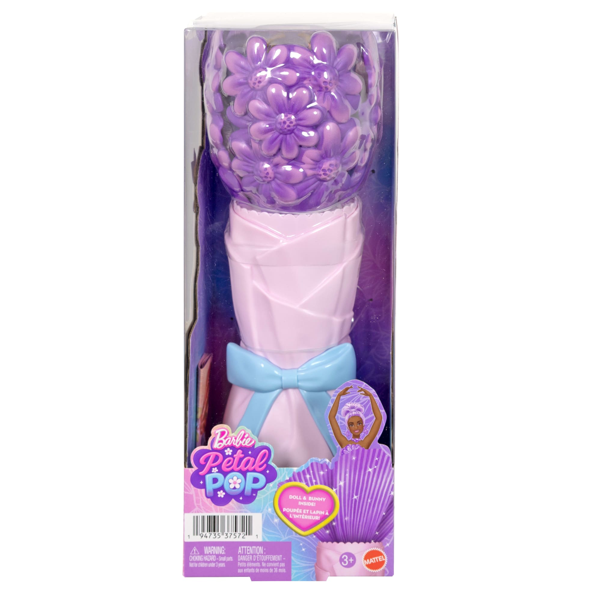 Barbie Petal Pop Scented Fashion Doll With Purple Dress. Reveal Accessories Like Bunny & More - Image 6