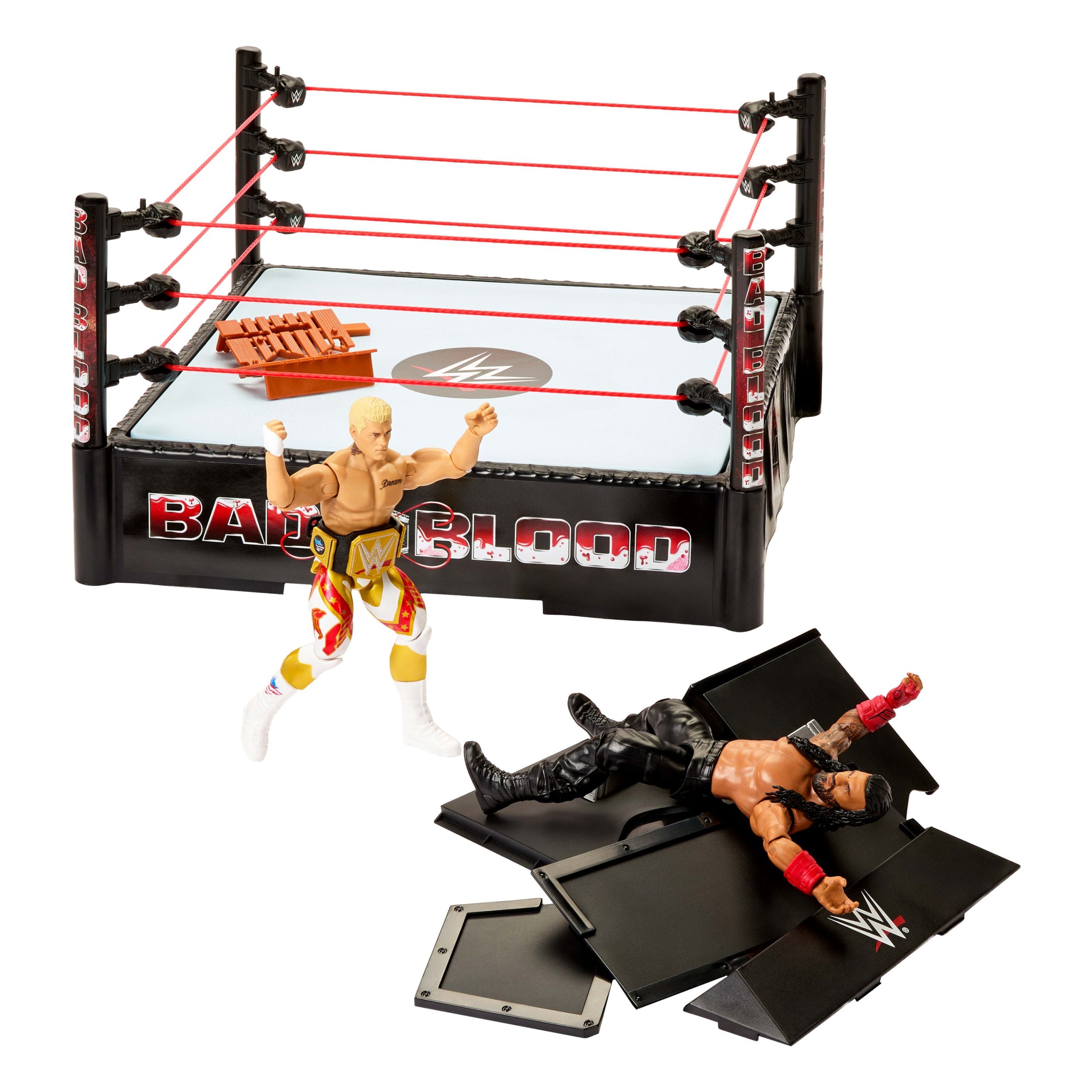 WWE Main EVent Mayhem Playset With 2 Action Figures. Exclusive Ring & Table. Plus 10 Accessories - Image 4