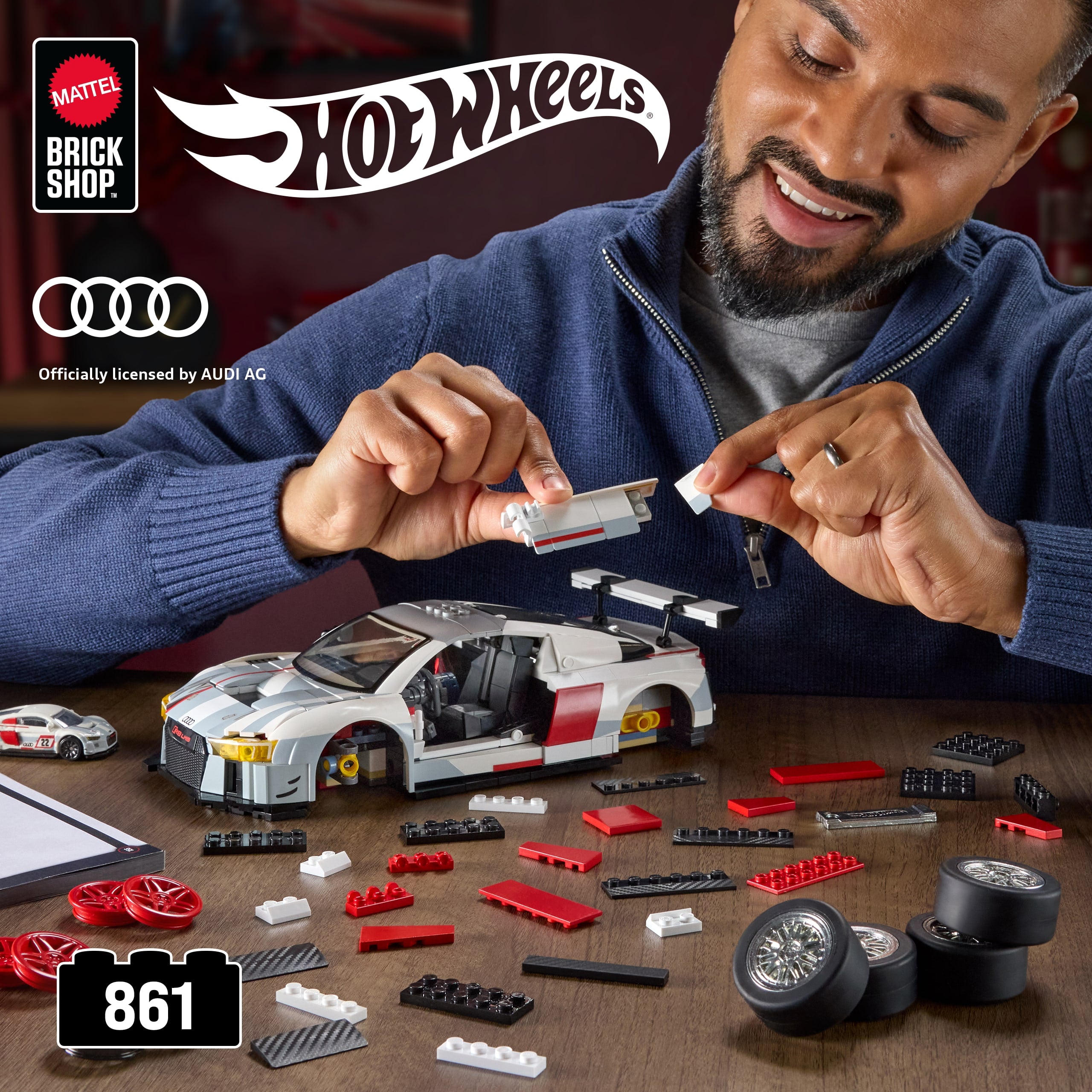 Mattel Brick Shop Hot Wheels '15 Audi R8 Lms Deluxe Version Building Toy Kit (861 Pieces). For Collectors - Image 2