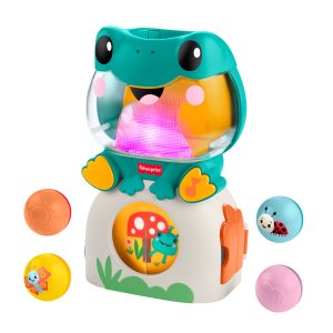 Fisher-Price Light-Up & Roll Frog Musical Ball Drop Activity Toy For Baby & Toddler. 3 Balls