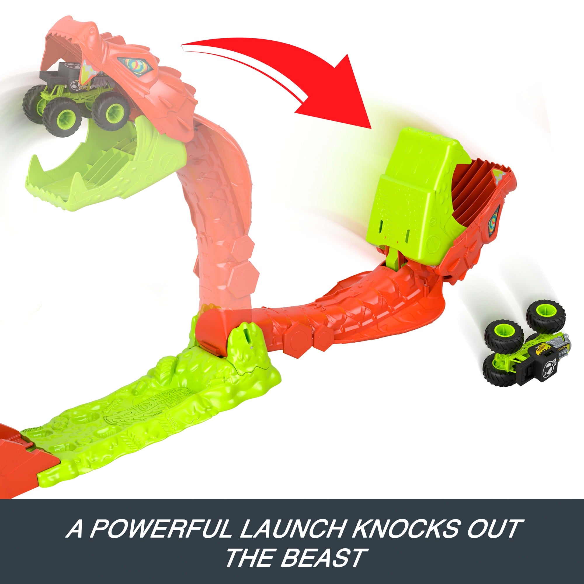 Hot Wheels Monster Trucks Snake Slam Takedown Playset With 1:64 Scale Bone Shaker Toy Vehicle - Image 4