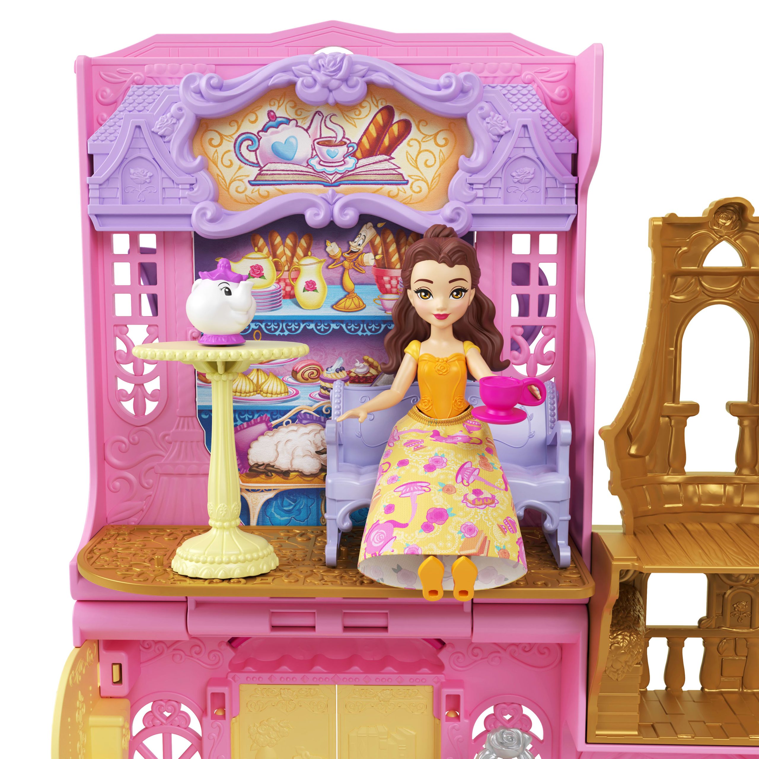 Disney Princess Belle Tea Shop Small Doll Playset With Friend. Furniture & Accessories - Image 3