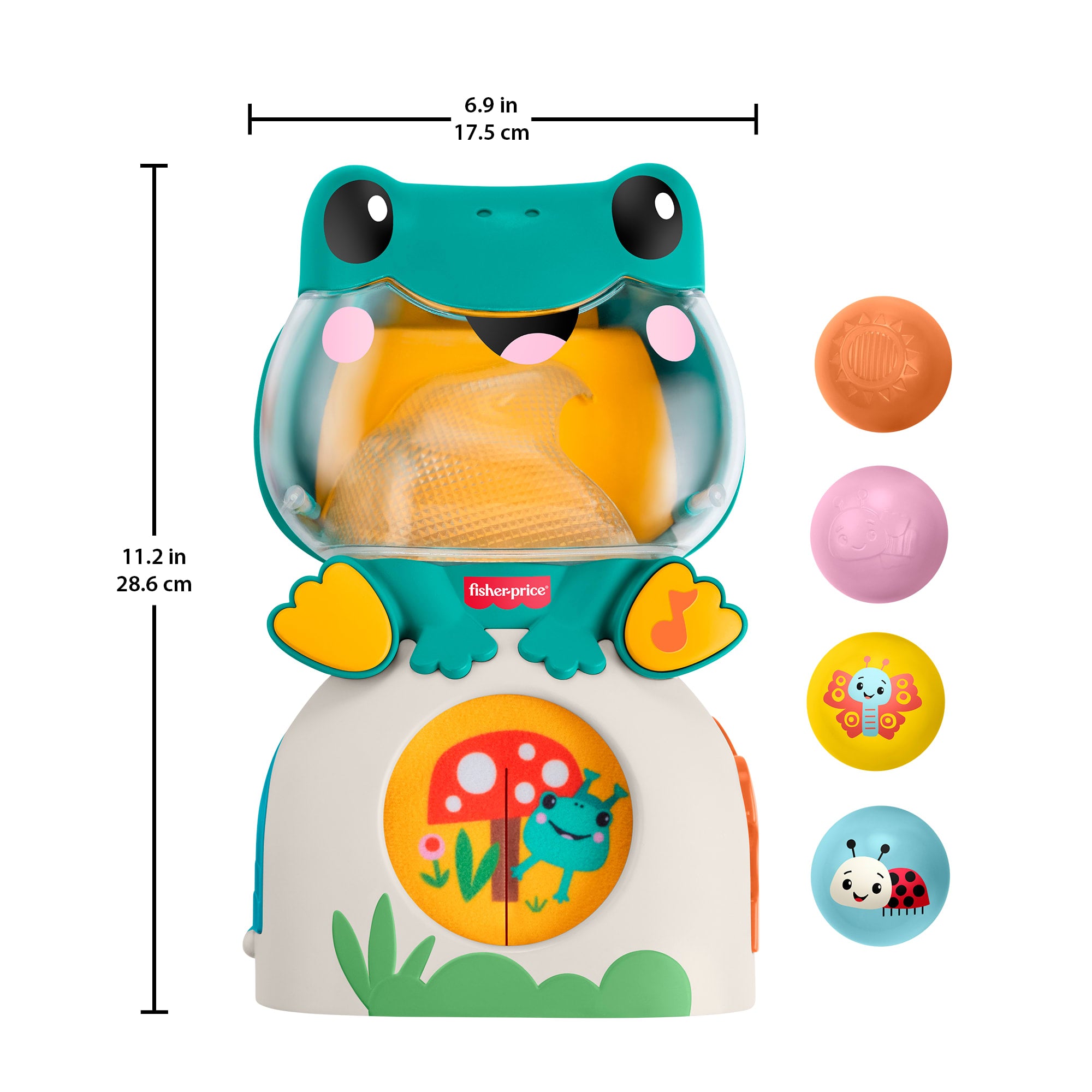 Fisher-Price Light-Up & Roll Frog Musical Ball Drop Activity Toy For Baby & Toddler. 3 Balls - Image 6