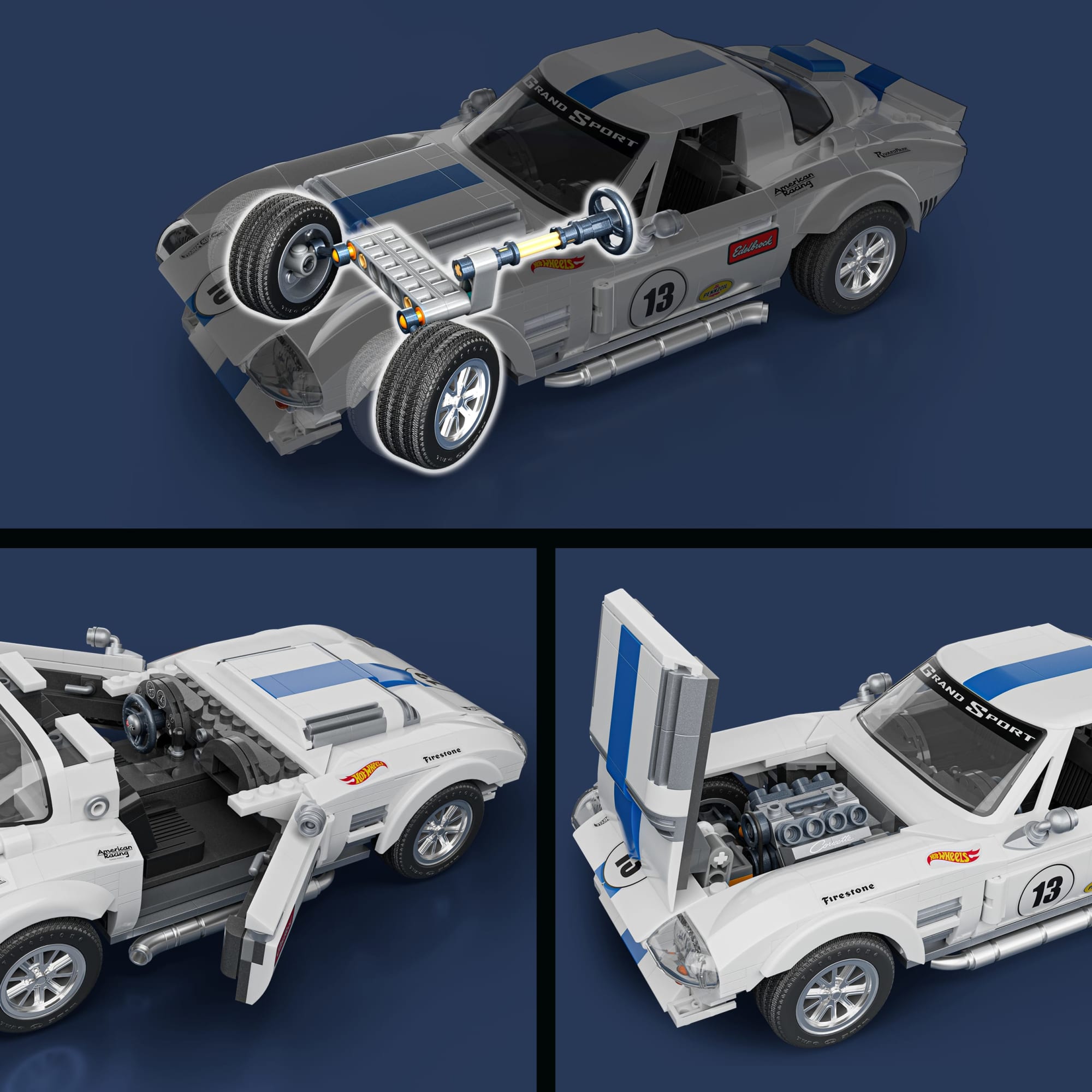 Mattel Brick Shop Hot Wheels Jogo de Construção Elite '63 Corvette Grand Sport - Image 6