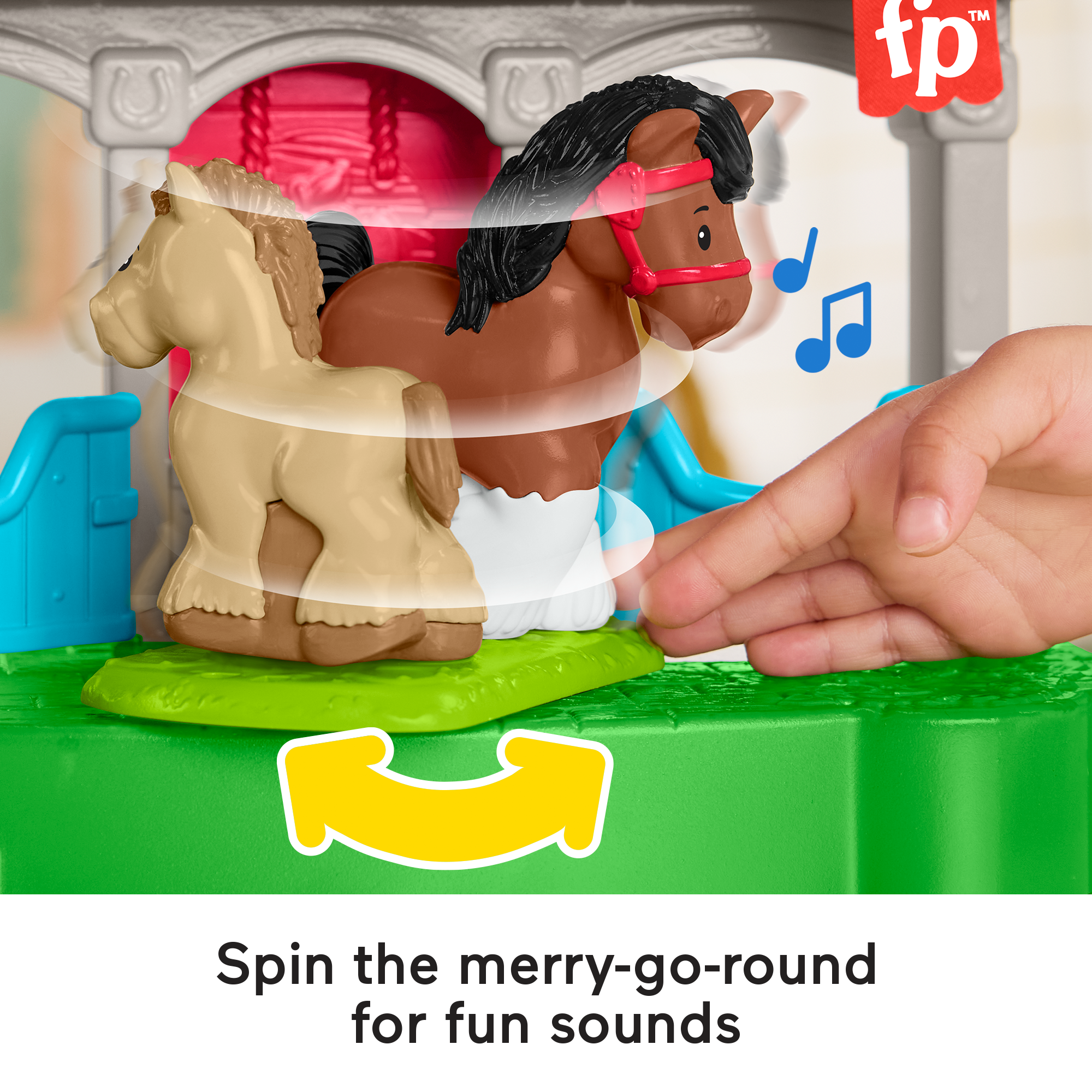Fisher-Price Little People Friendly Horses Stable Toddler Playset With Sounds. 6 Play Pieces - Image 3