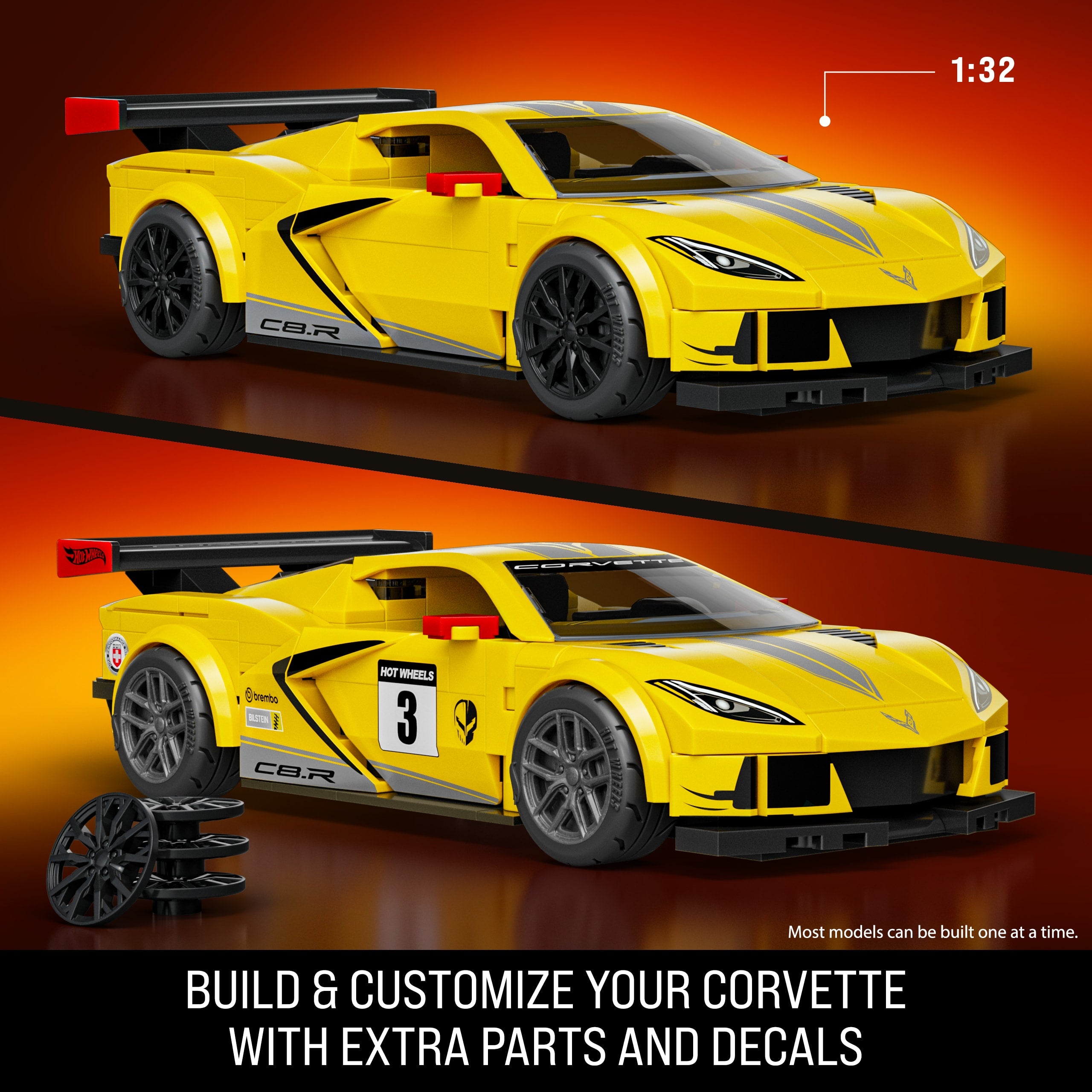 Mattel Brick Shop Hot Wheels '20 Corvette C8.R Building Toy Kit (261 Pieces). For Collectors - Image 3