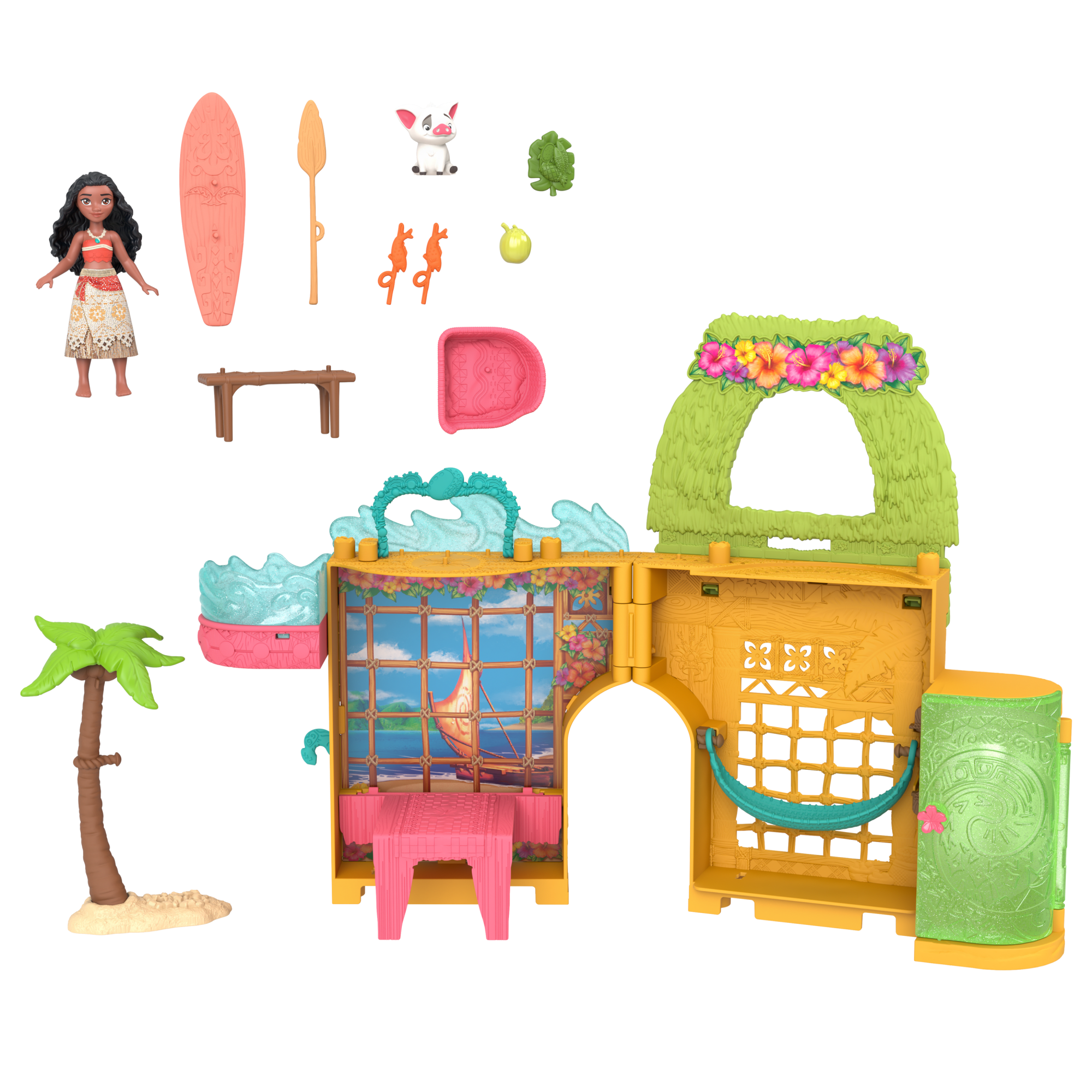 Disney Princess Moana's Island Home Stacking Doll House With Small Doll. Figures & 9 Play Pieces - Image 6