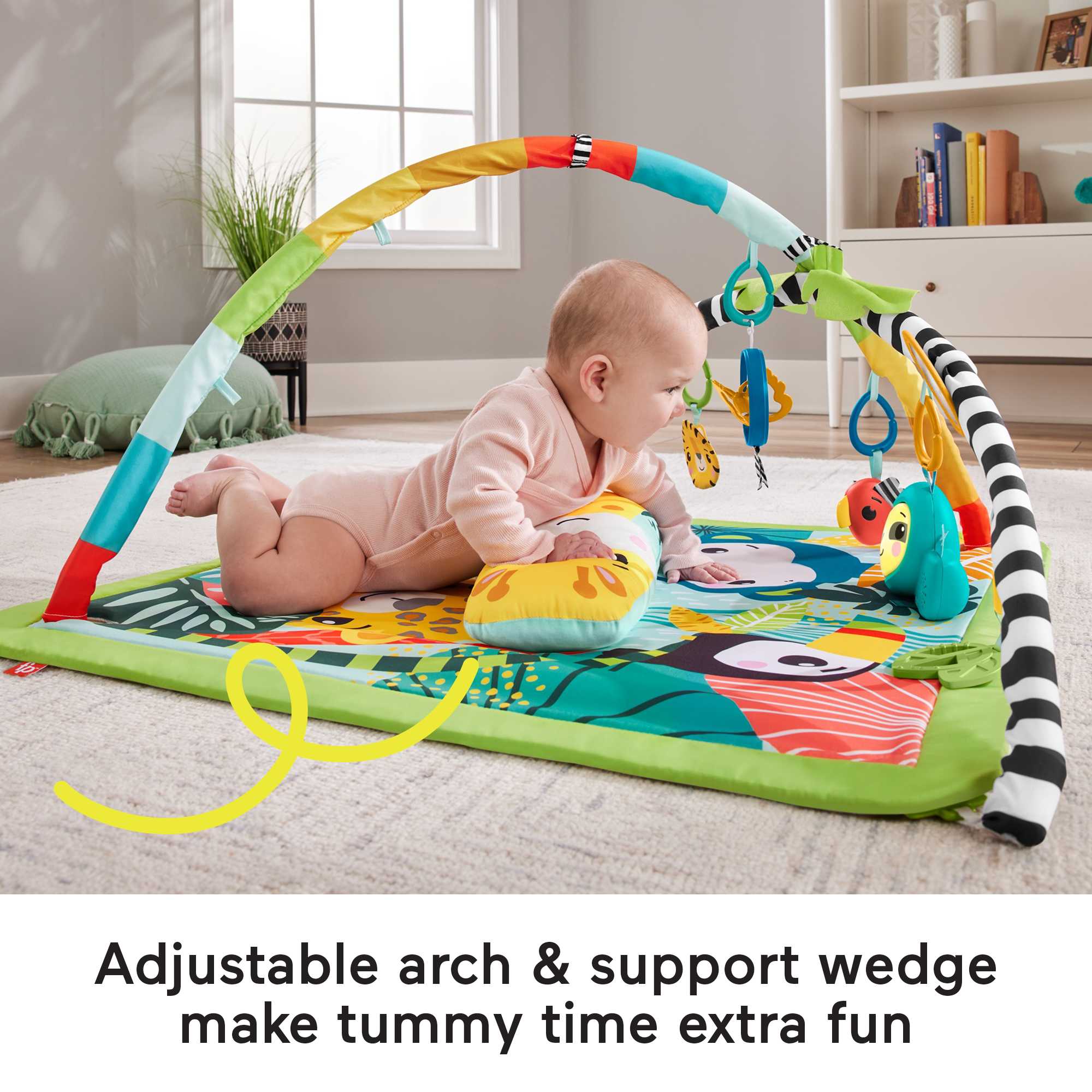Fisher-Price 3-in-1 Baby & Toddler Gym. Baby Play Mat & Sensory Toys For Tummy Time. Rainforest - Image 3