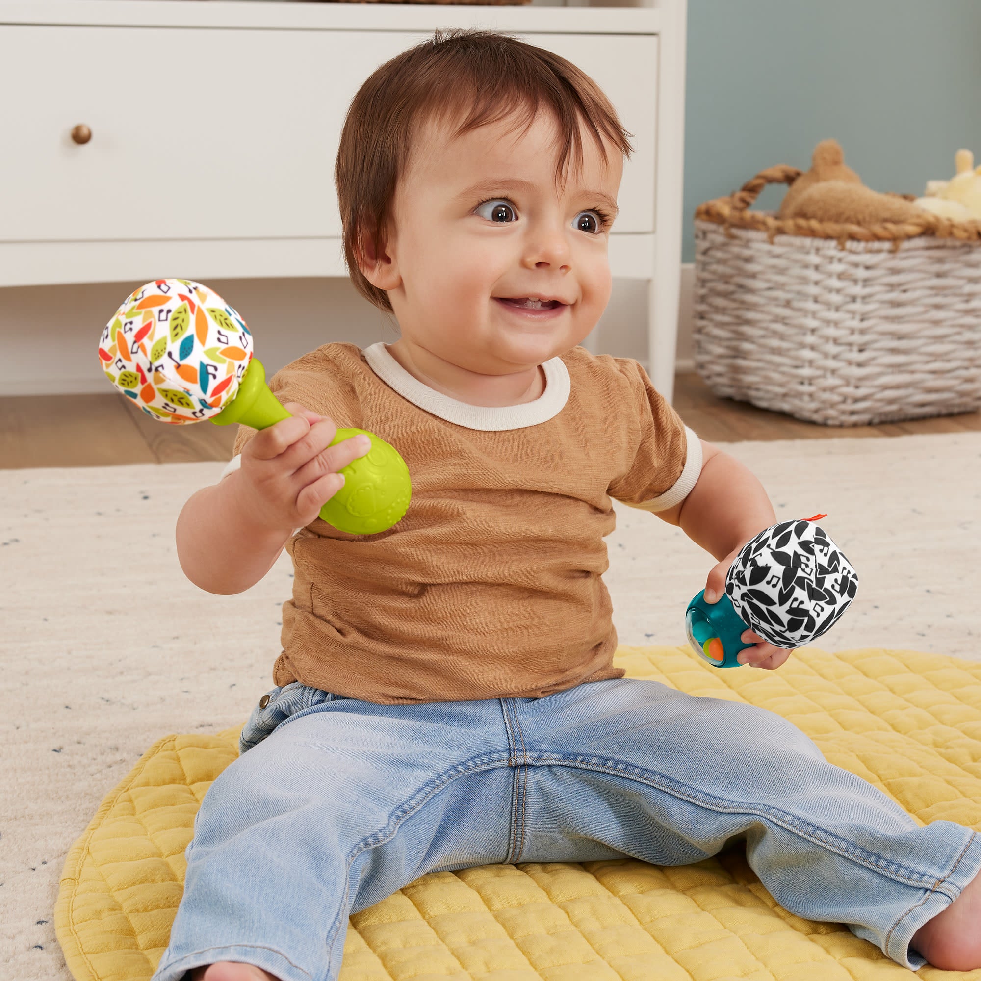 Fisher-Price Rattle 'n Rock Maracas Set Of 2 Baby Rattles. Newborn Toys. Neutral Colors - Image 2