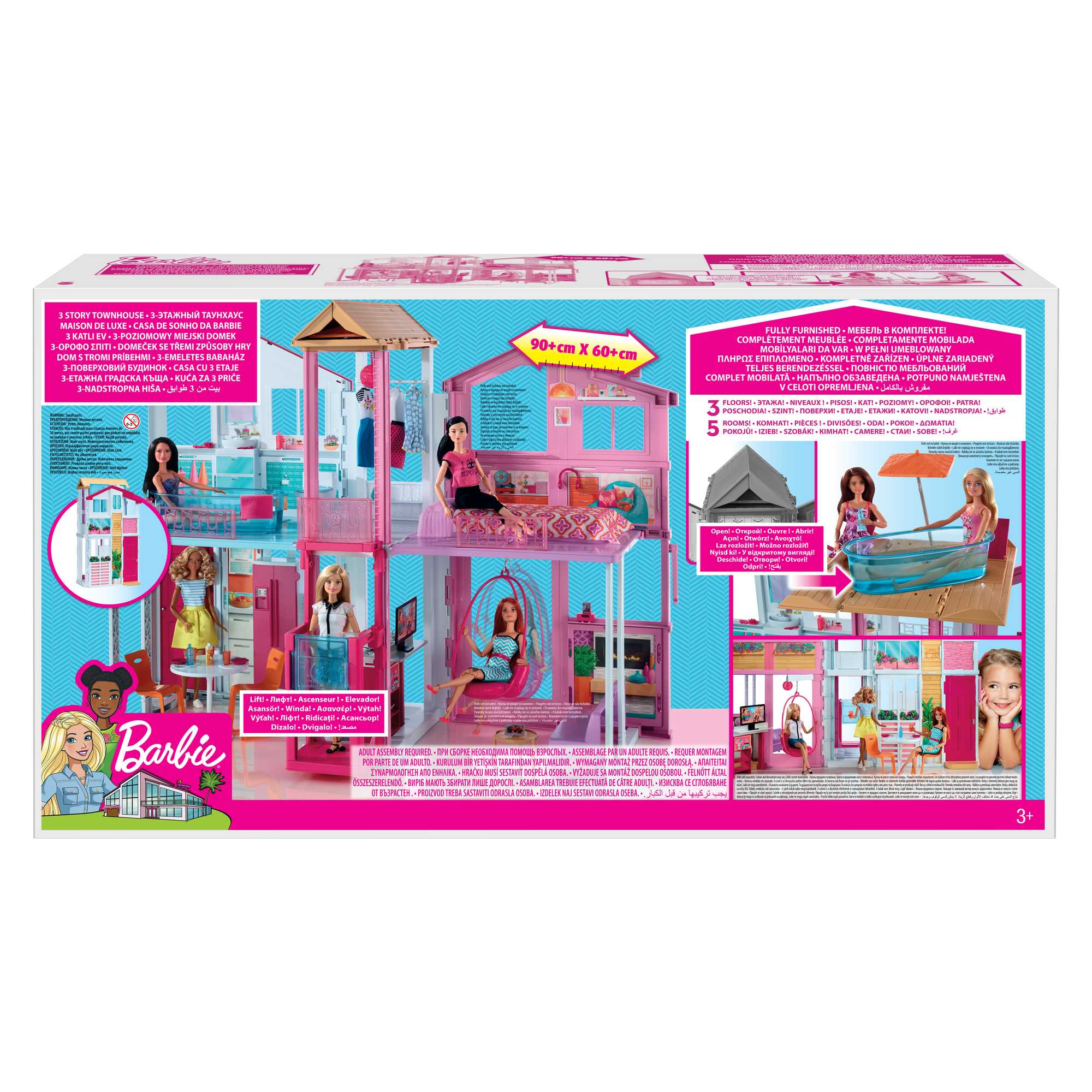 Barbie 3-Story Townhouse Dollhouse With Elevator. Swing Chair. Furniture And Accessories - Image 6