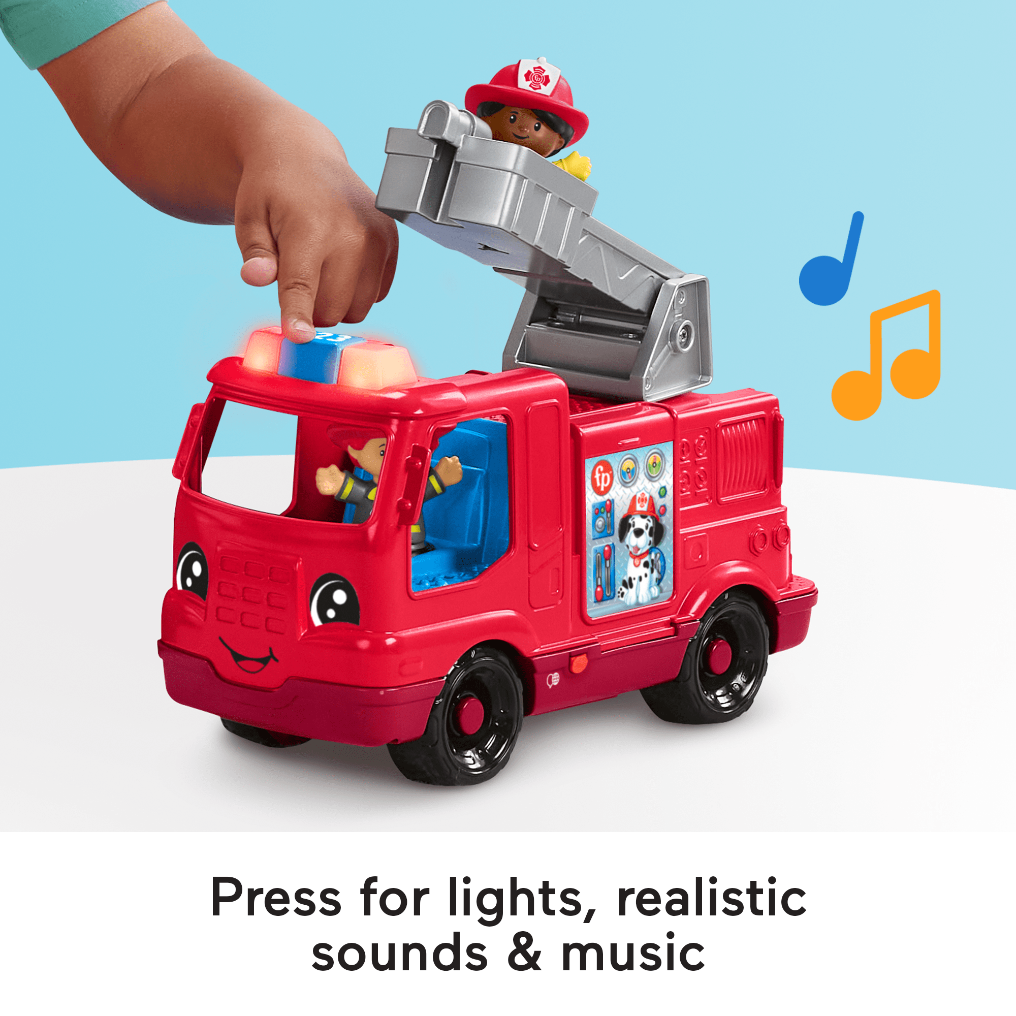 Fisher-Price Little People Fire Truck Musical Toddler Toy With Lights & 2 Figures. Multilanguage Version - Image 4