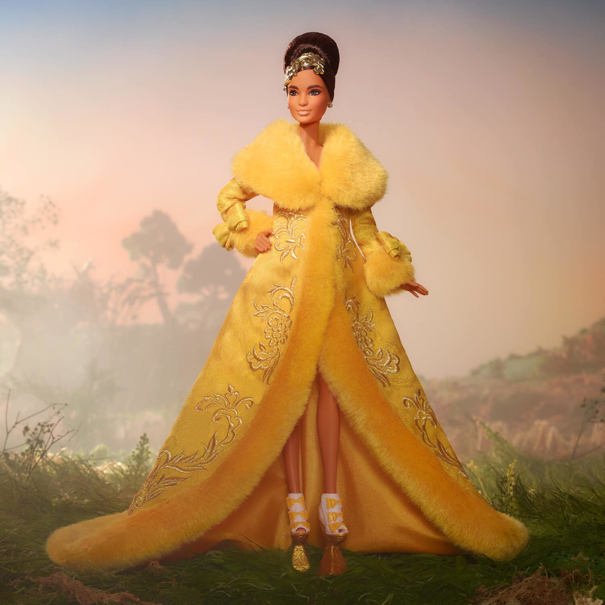 Guo Pei Barbie Doll Wearing Golden-Yellow Gown - Image 9
