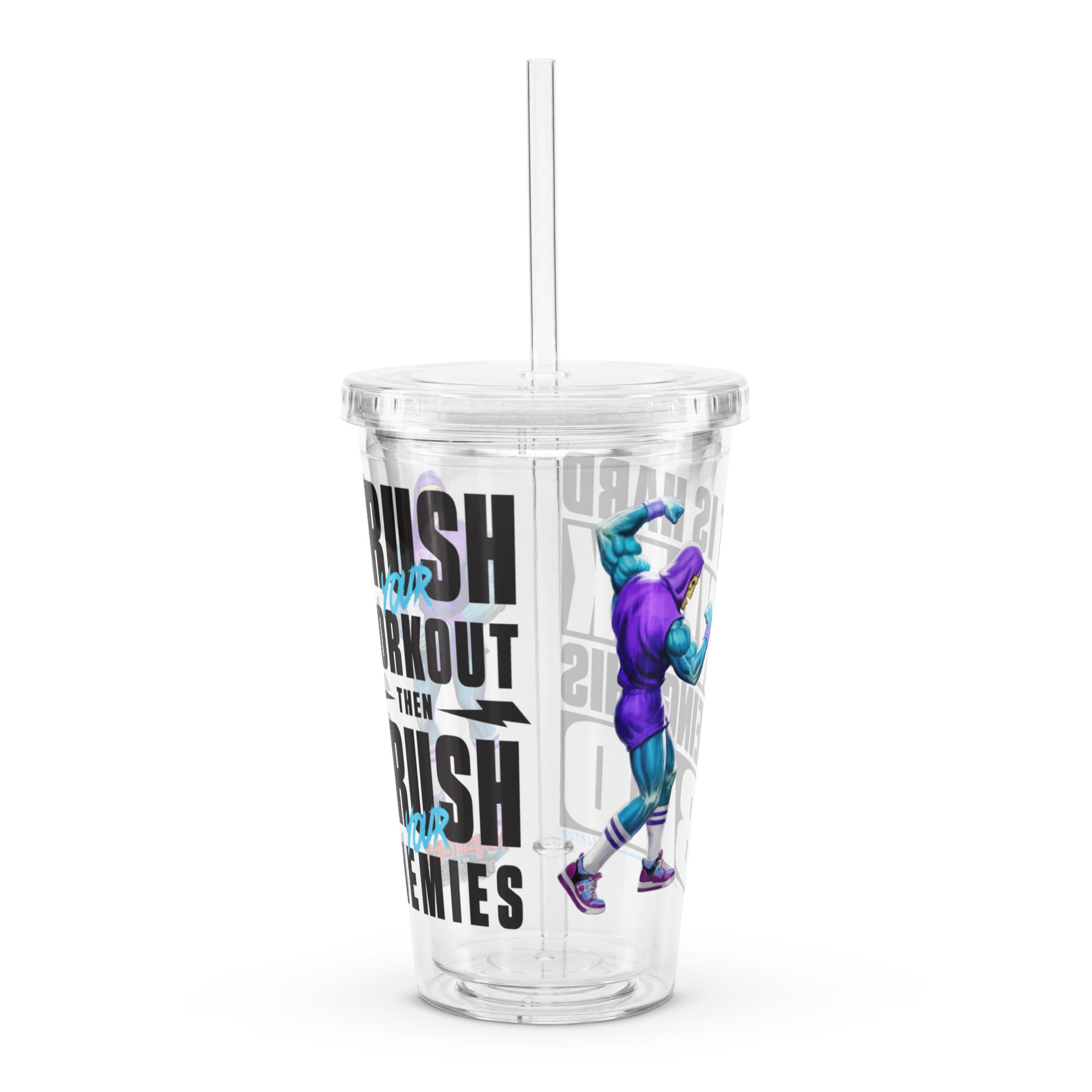 Masters of the Universe Gym Bro Skeletor Crush Your Workout Clear Water Tumbler - Image 2