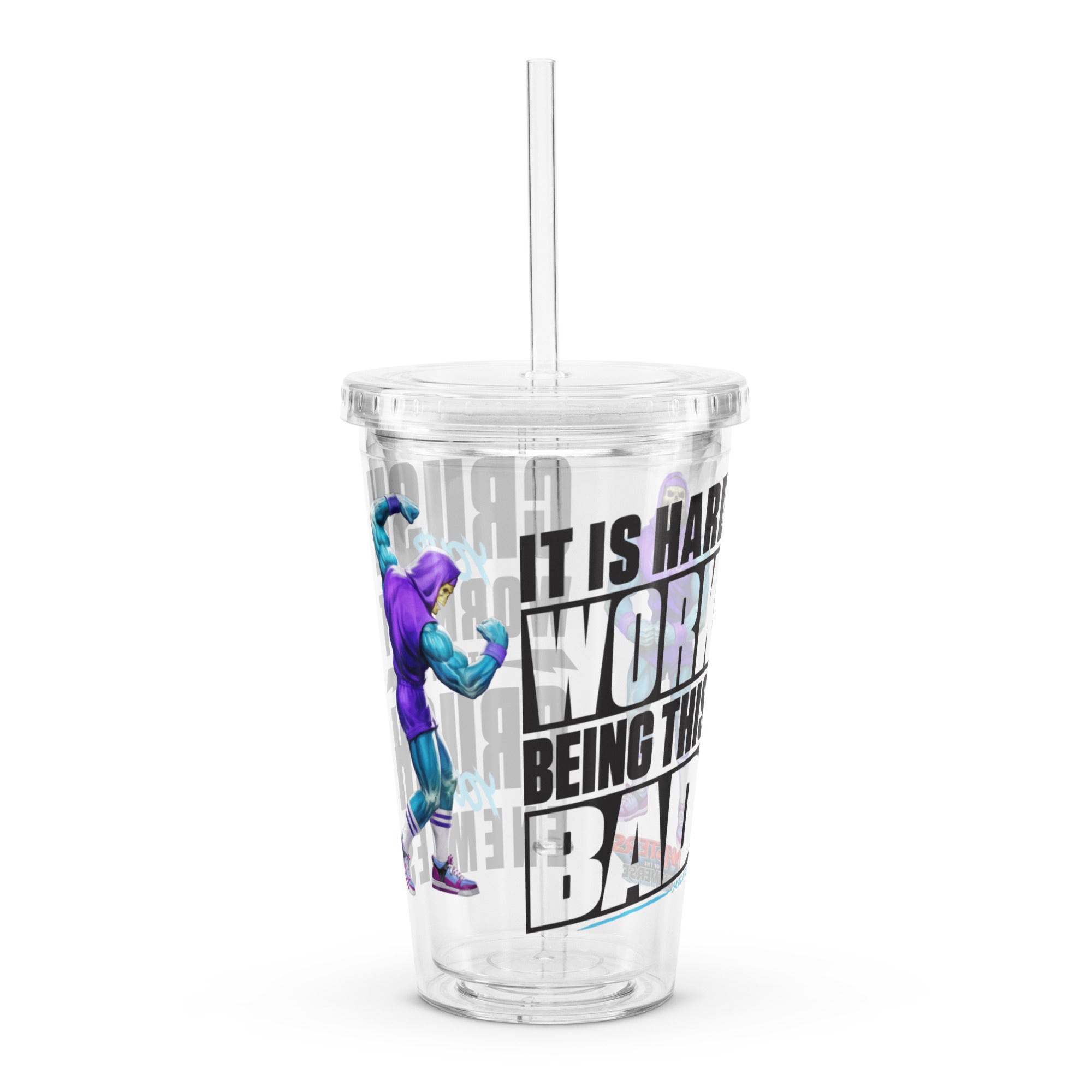 Masters of the Universe Gym Bro Skeletor Crush Your Workout Clear Water Tumbler - Image 4
