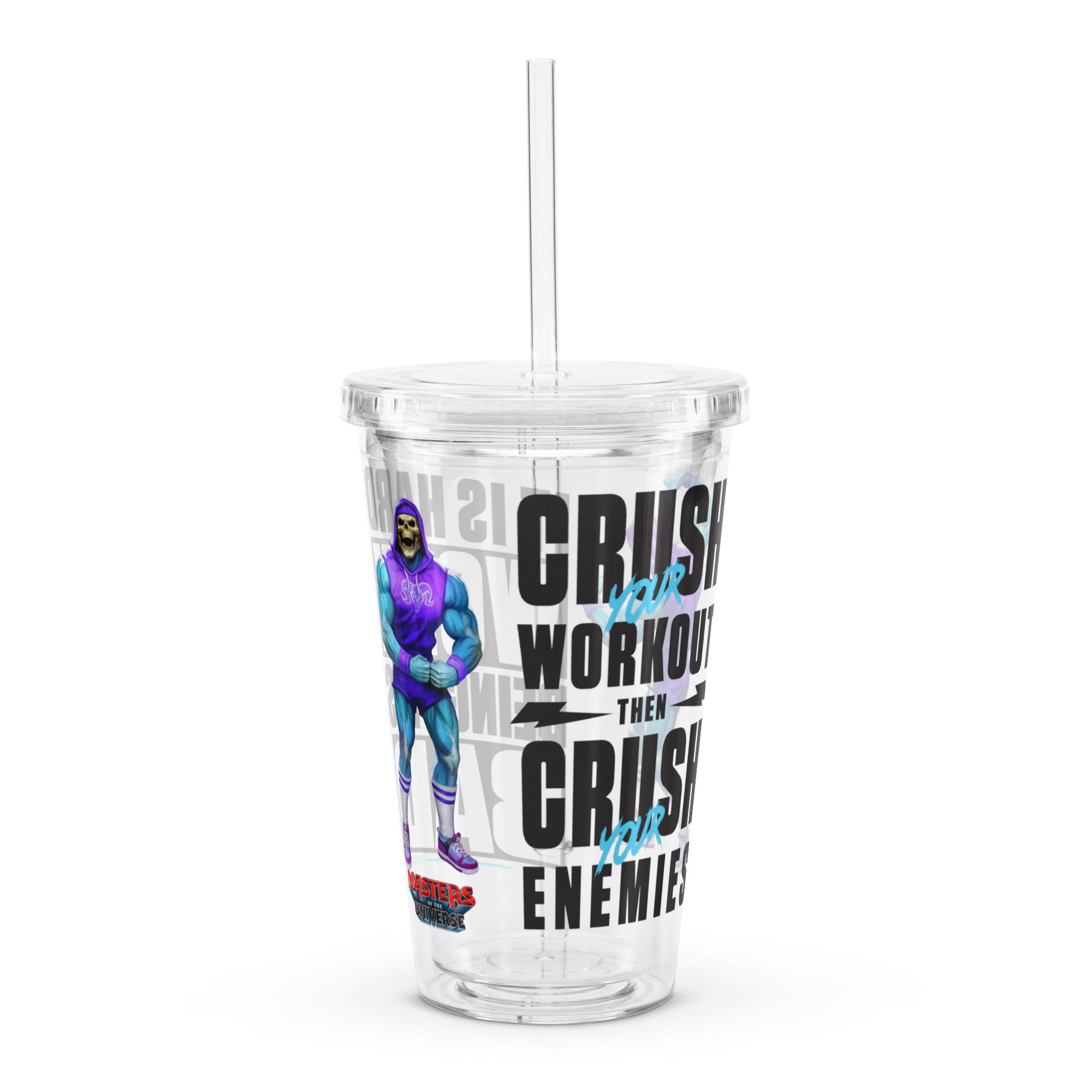 Masters of the Universe Gym Bro Skeletor Crush Your Workout Clear Water Tumbler - Image 3