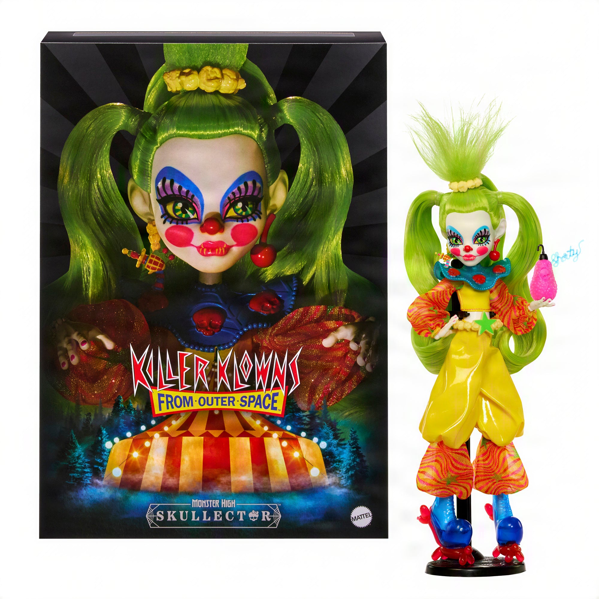 Monster High Skullector Killer Klowns From Outer Space Collectible Doll. Shorty In Yellow Outfit