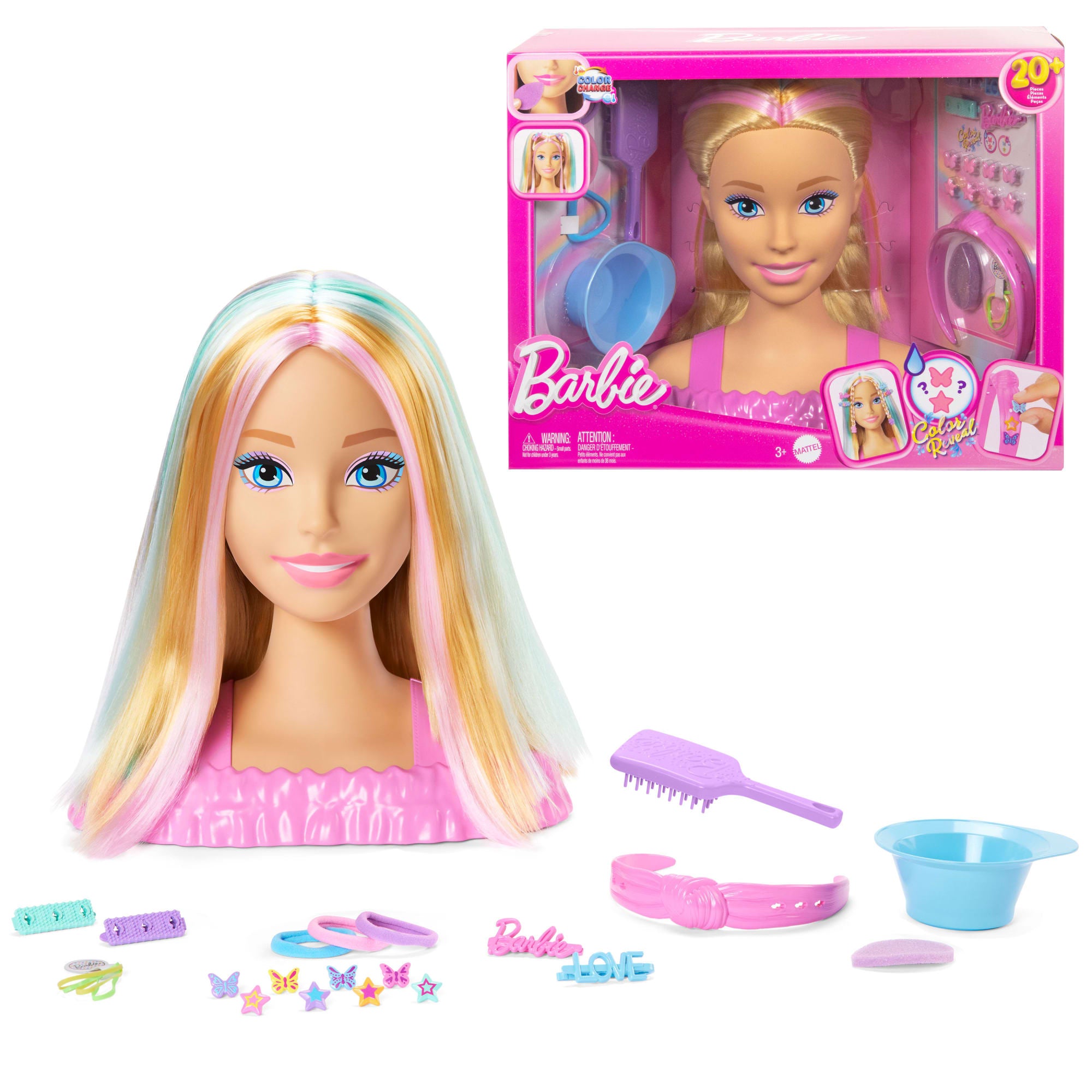 Barbie Tête à Coiffer. Cheveux Blonds. 20+ Accessoires