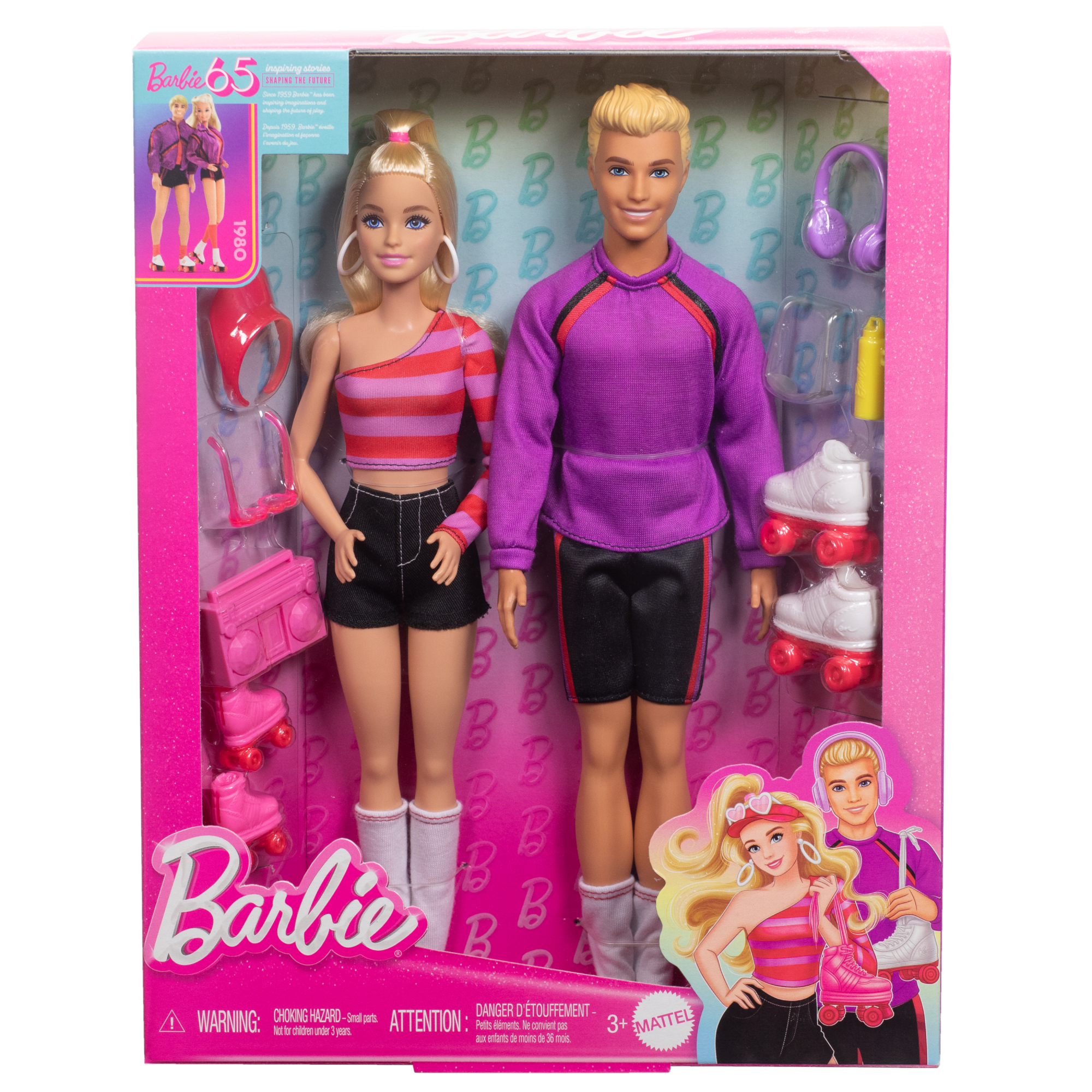 Barbie Fashionistas 2 Doll & 6 Accessories Set. Roller-Skating Theme. 65th Anniversary - Image 6