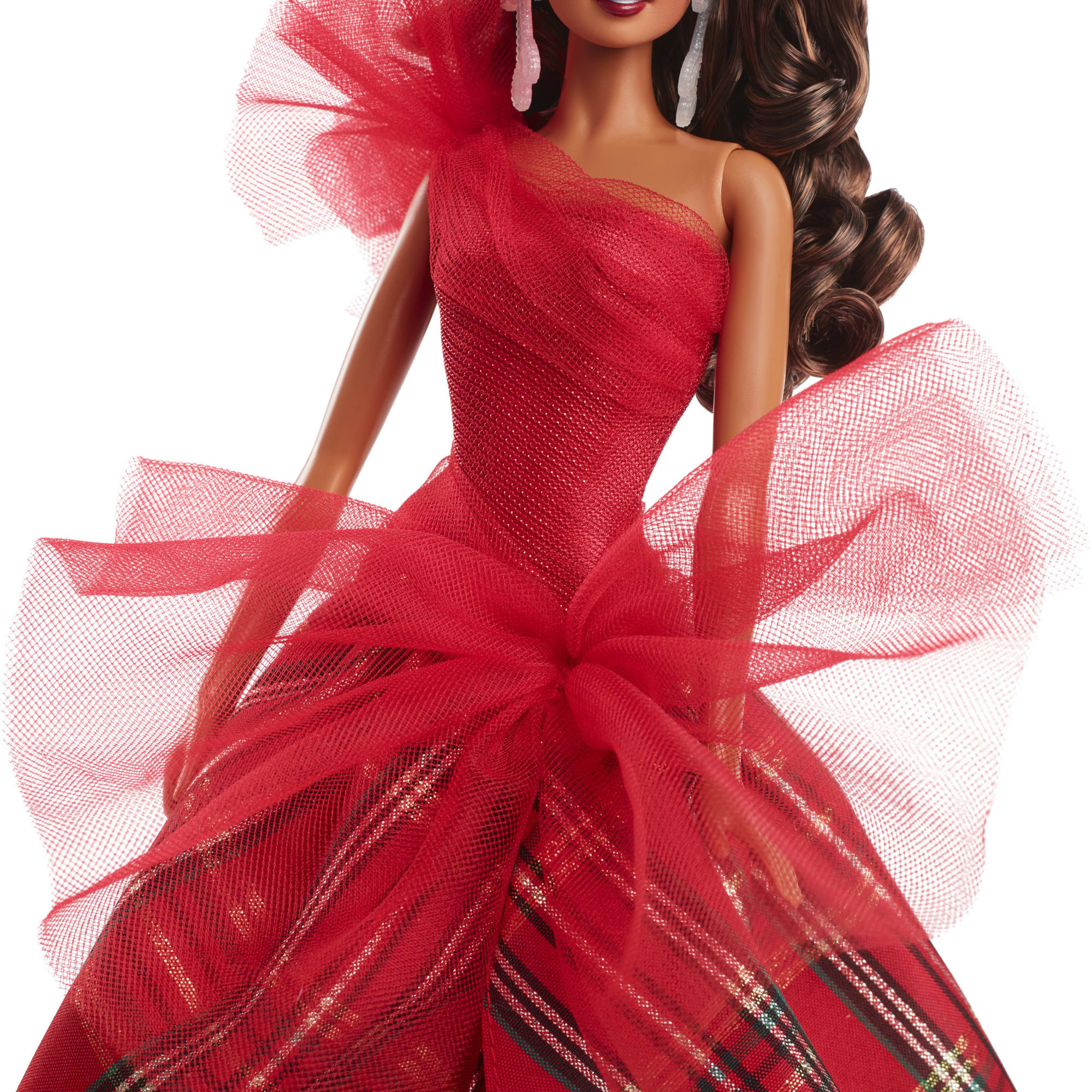 Barbie 2024 Holiday Barbie Dolls. Seasonal Collector Gift. Barbie Signature. Plaid Gown With Red Bow - Image 3