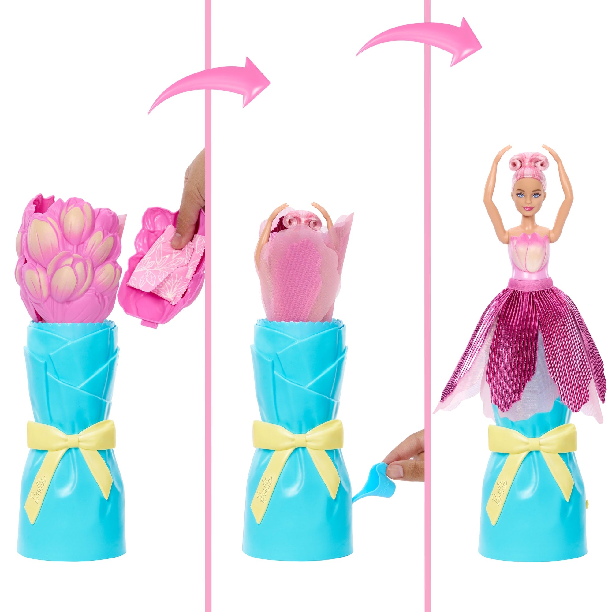 Barbie Petal Pop Scented Fashion Doll With Pink Tulip Dress. Reveal Accessories Like Bunny & More - Image 3
