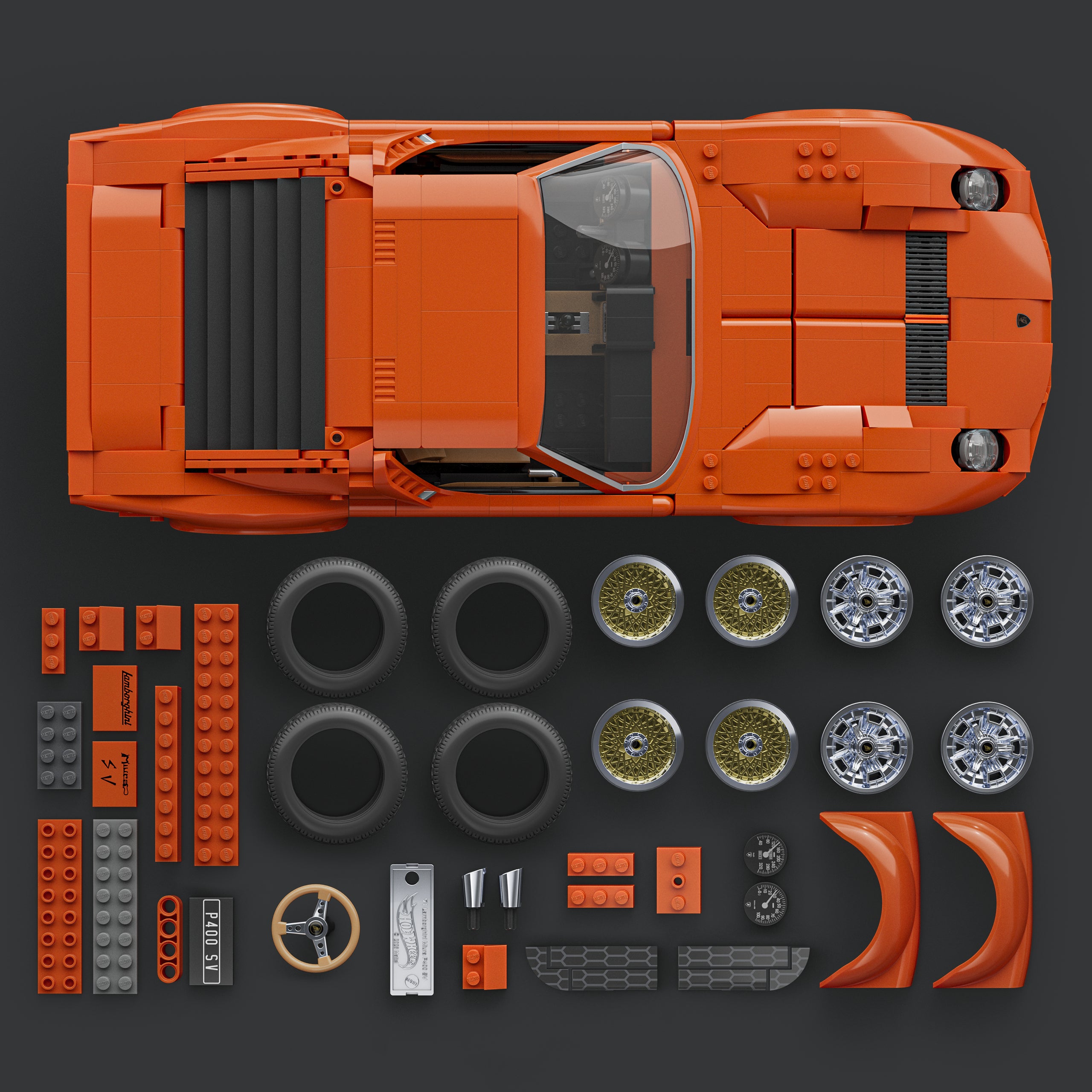 Mattel Brick Shop Hot Wheels Juguete de Construcción Premium Lamborghini Miura P400 SV - Image 4