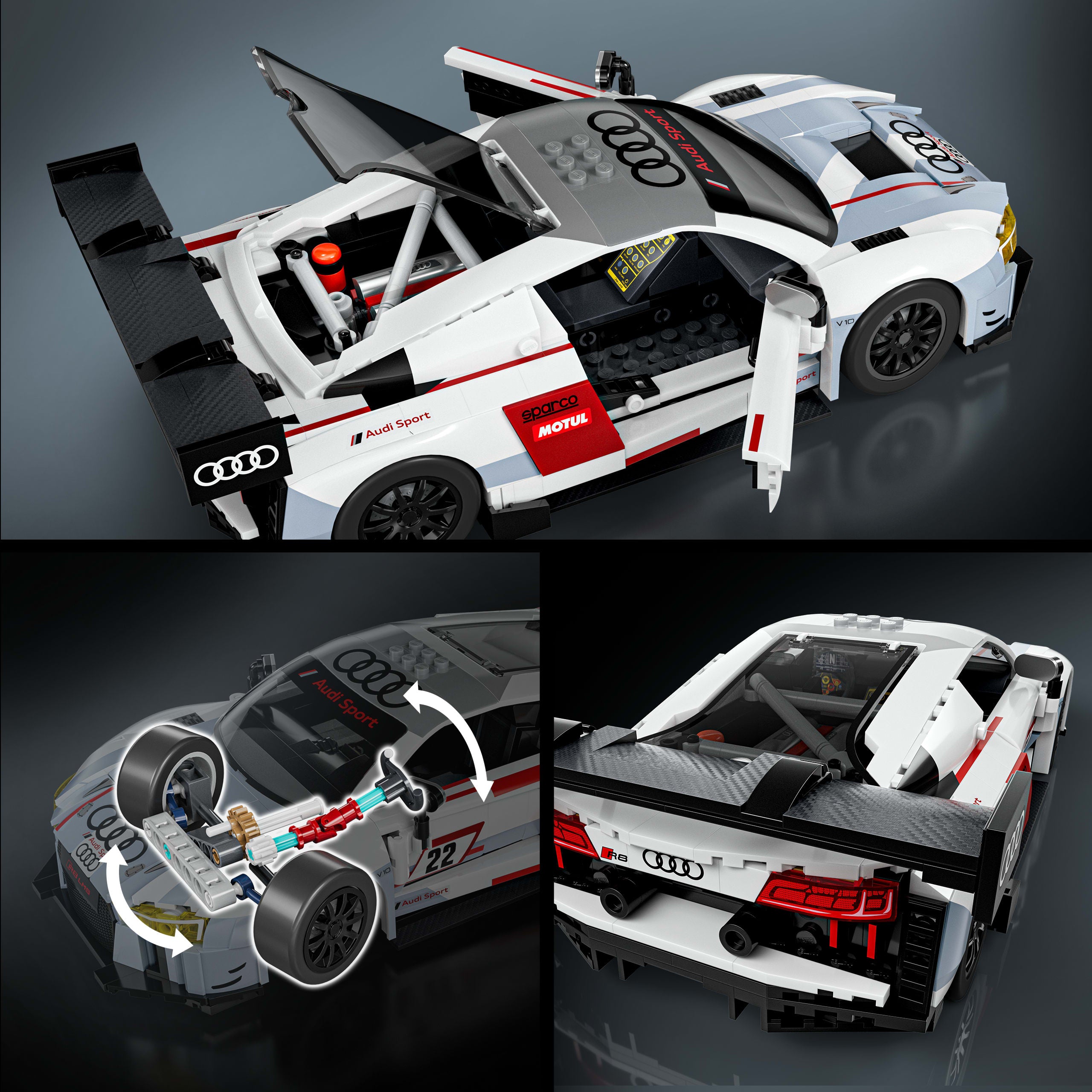 Mattel Brick Shop – Hot Wheels – Coffret de Construction – Audi R8 Lms 15 Version de Luxe (861 Pièces). Pour Les Collectionneurs - Image 4