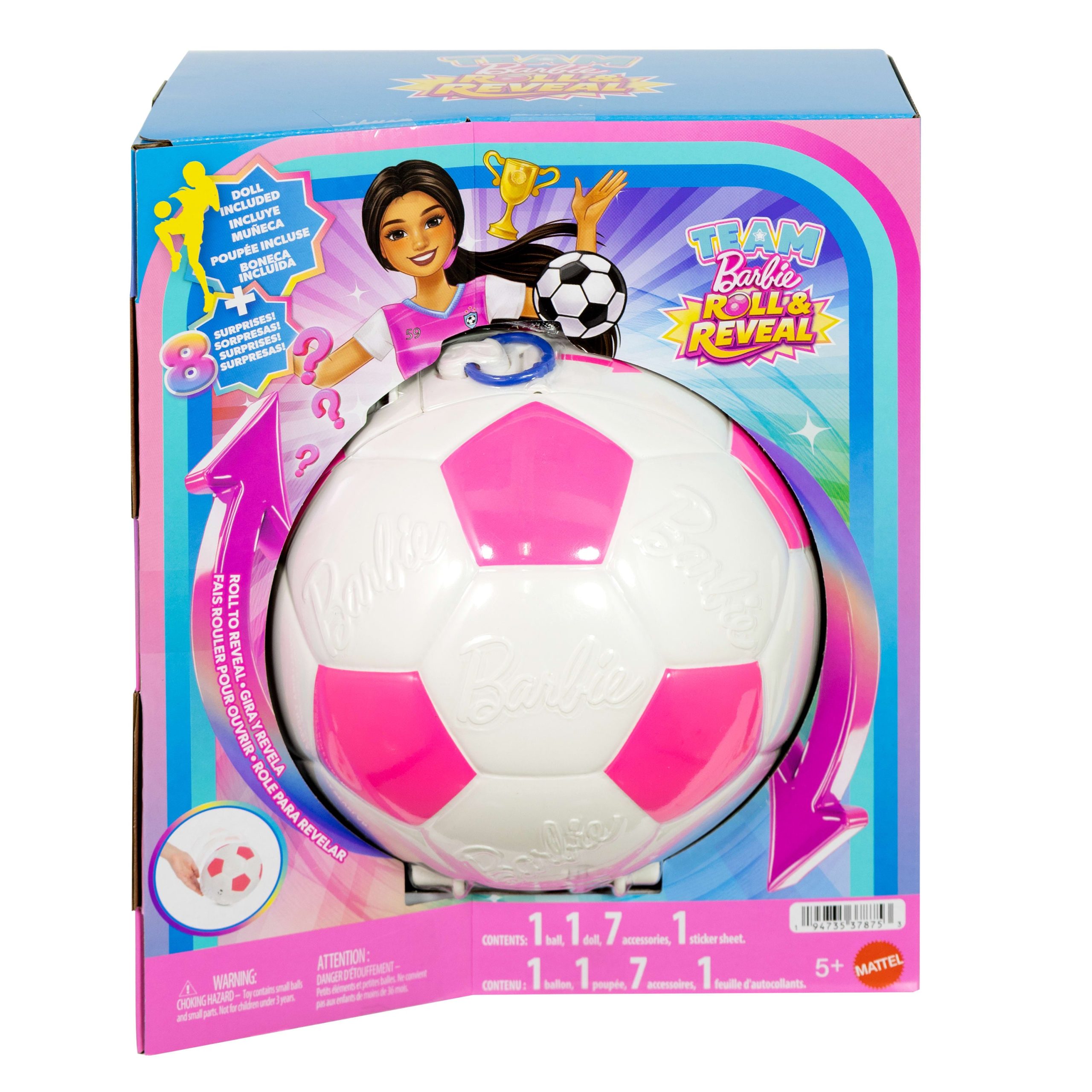 Barbie Team Barbie Roll And Reveal Soccer Player Doll And Accessories With Brunette Fashion Doll. 8 Surprises & Soccer Ball Encasement - Image 6