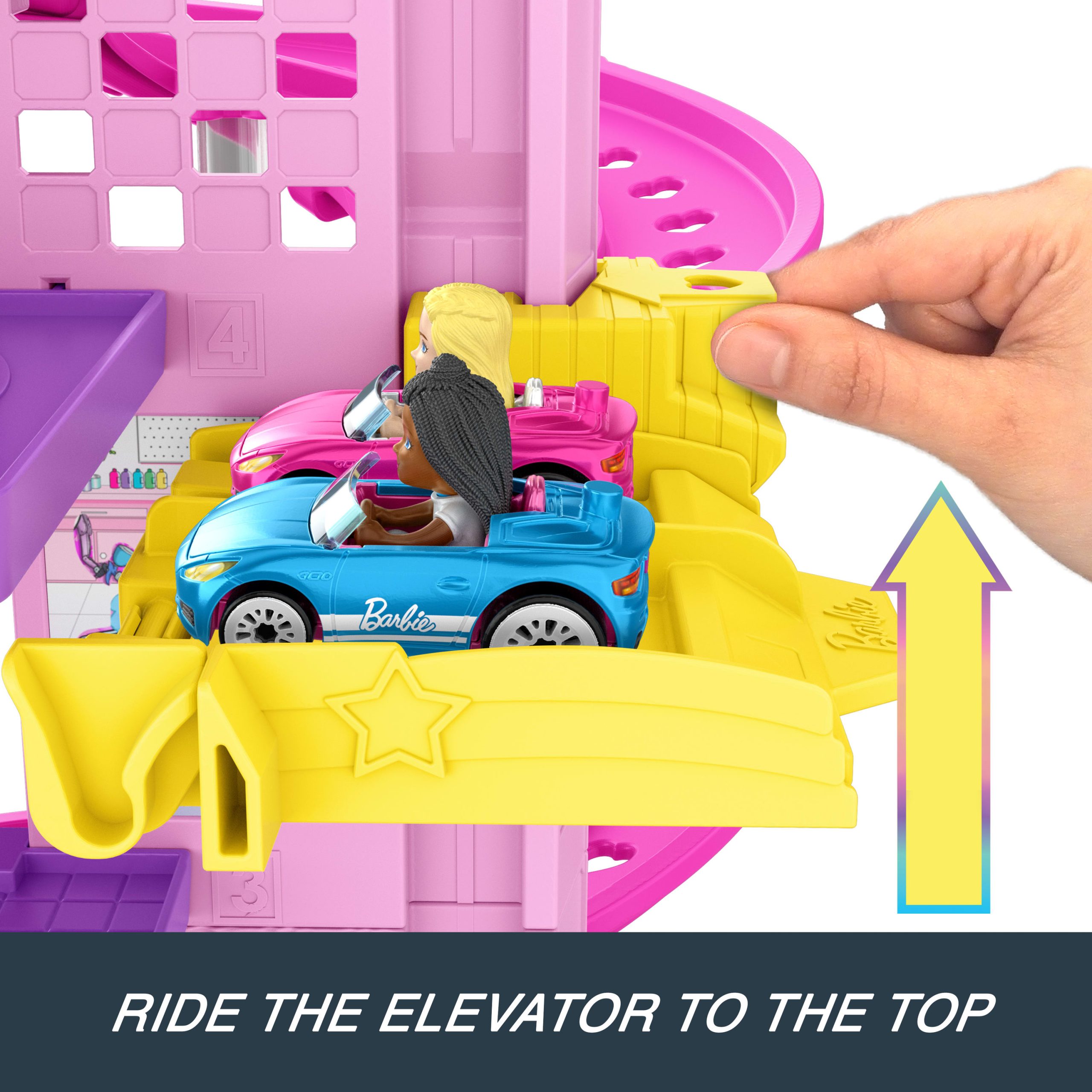 Hot Wheels Racerverse Barbie Spiral Race Track Set With Barbie Malibu & Barbie Brooklyn Toy Cars - Image 2