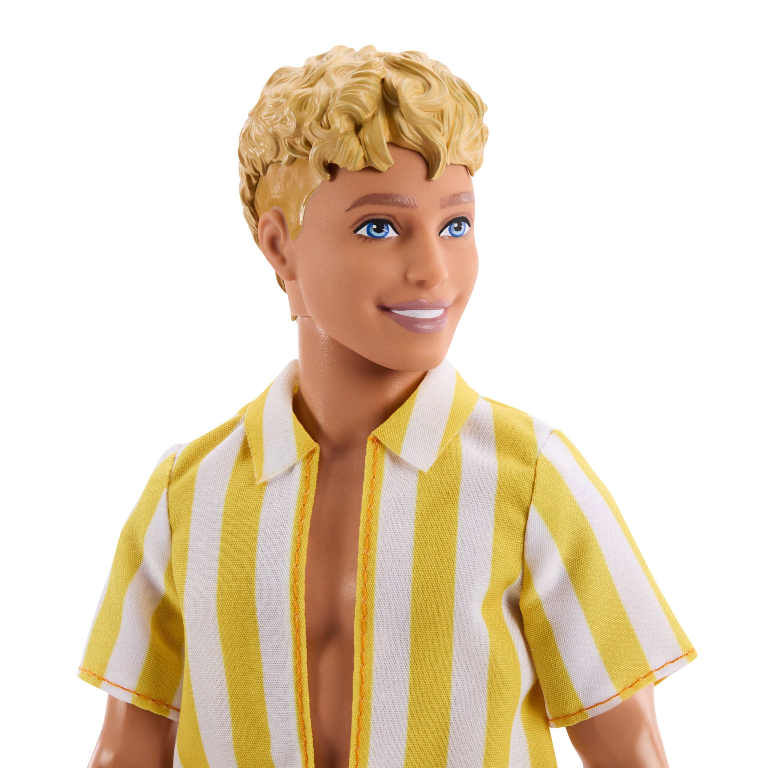 Barbie Fashionistas Style Ken Doll #252 in Orange And Yellow Polka-Dot Shorts. Yellow And White Striped Shirt. Blond Hair - Image 3