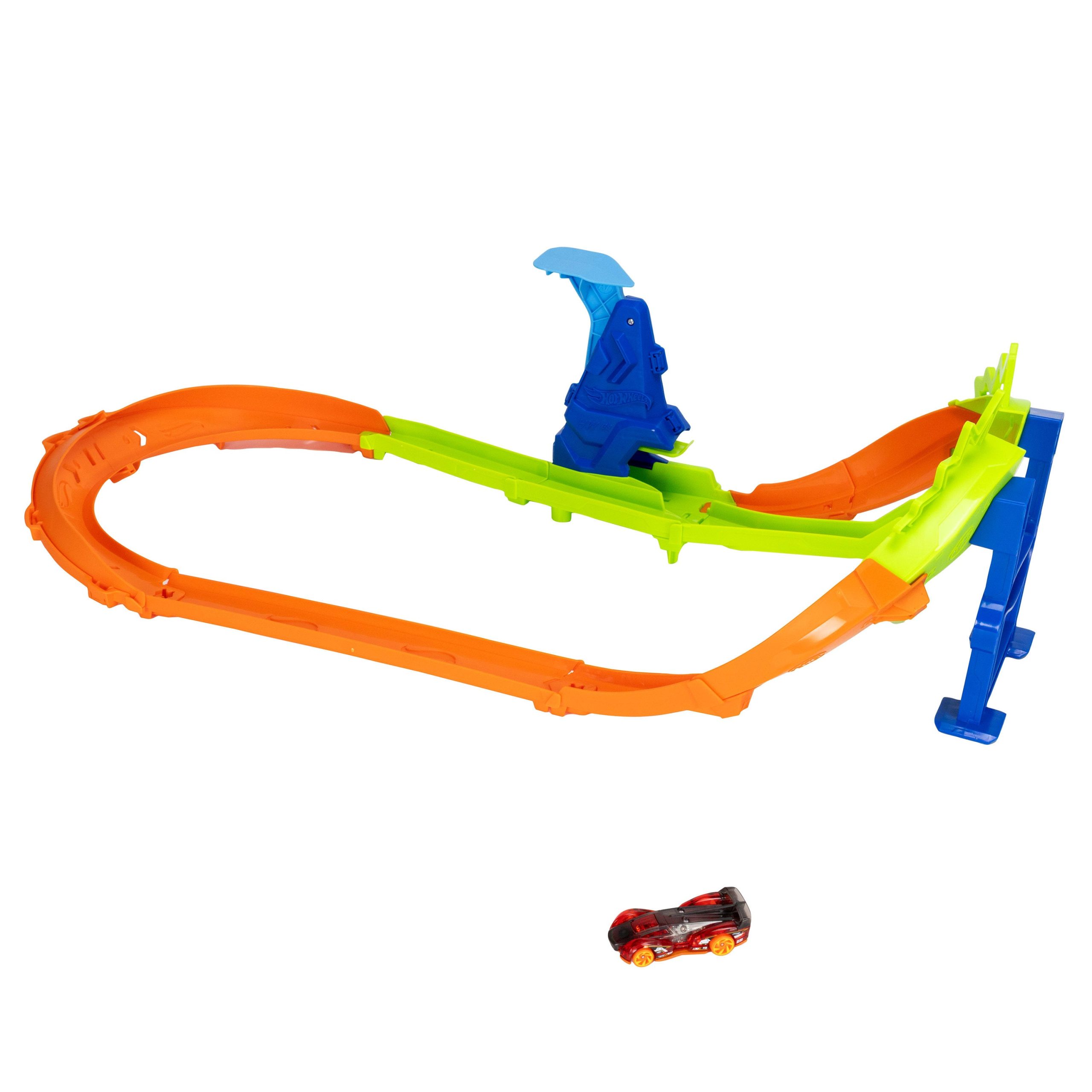 Hot Wheels Stunt Tracks Jump Circuit Speedway With 1:64 Scale Die-Cast Toy Car. 180-Degree Curve - Image 5